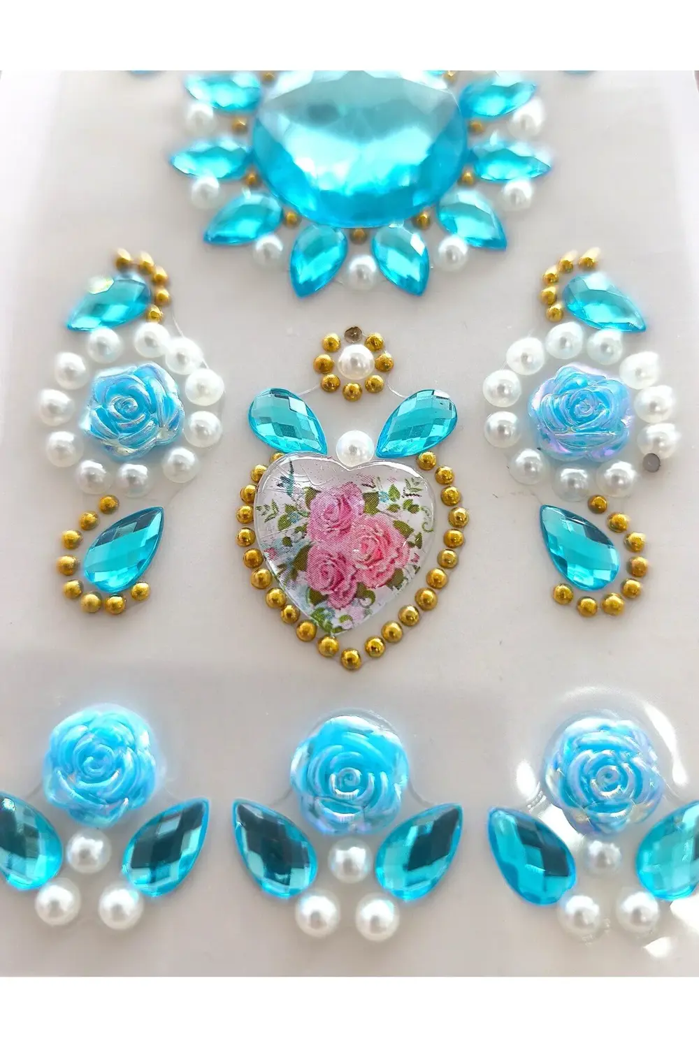 Taş Sticker Mavi Yapışkanlı Saç , Yüz Ve Tırnak Taşı Yılbaşı Süs