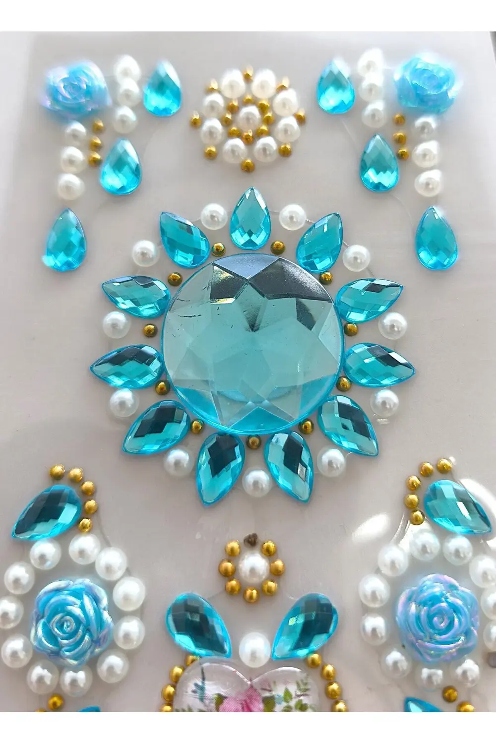 Taş Sticker Mavi Yapışkanlı Saç , Yüz Ve Tırnak Taşı Yılbaşı Süs