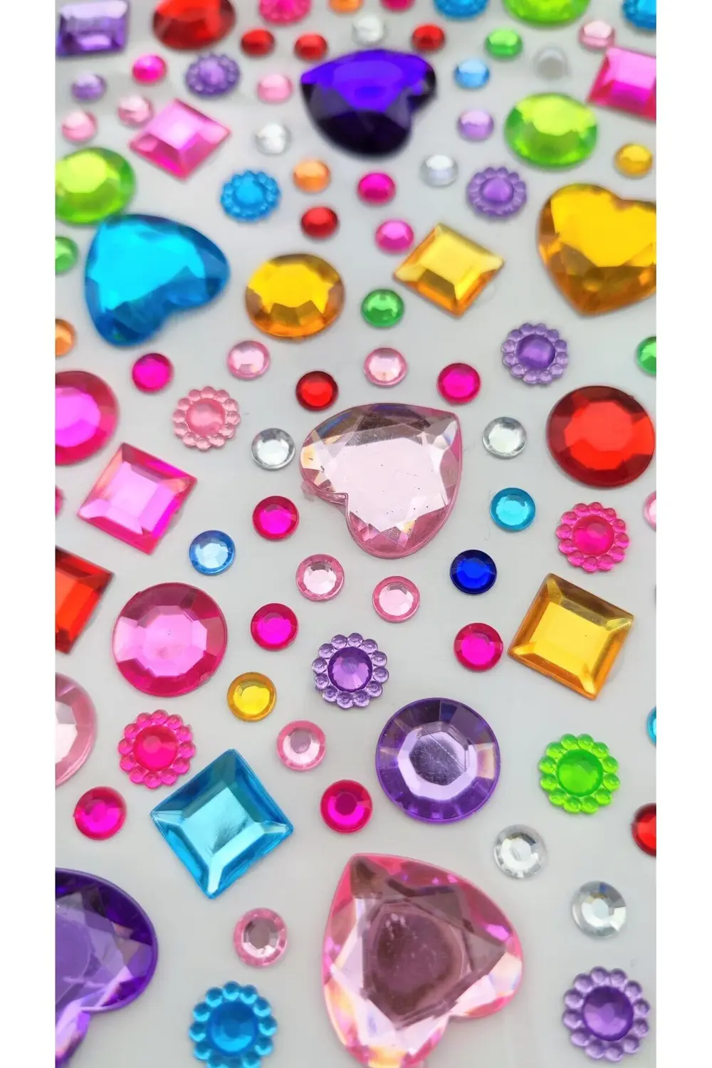 Taş Sticker Renkli Desenli Kalpler Yapışkanlı Saç , Yüz Ve Tırnak