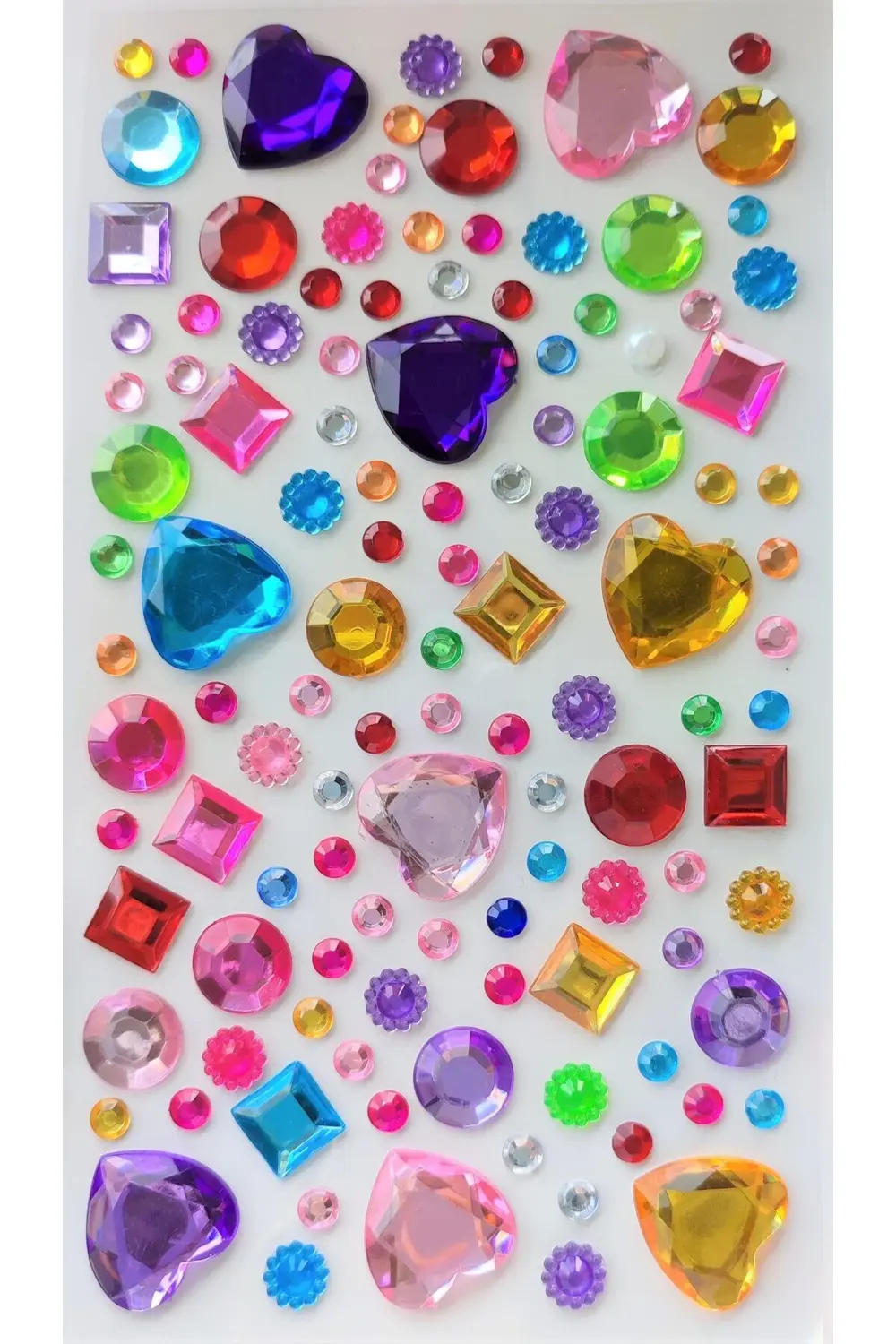 Taş Sticker Renkli Desenli Kalpler Yapışkanlı Saç , Yüz Ve Tırnak