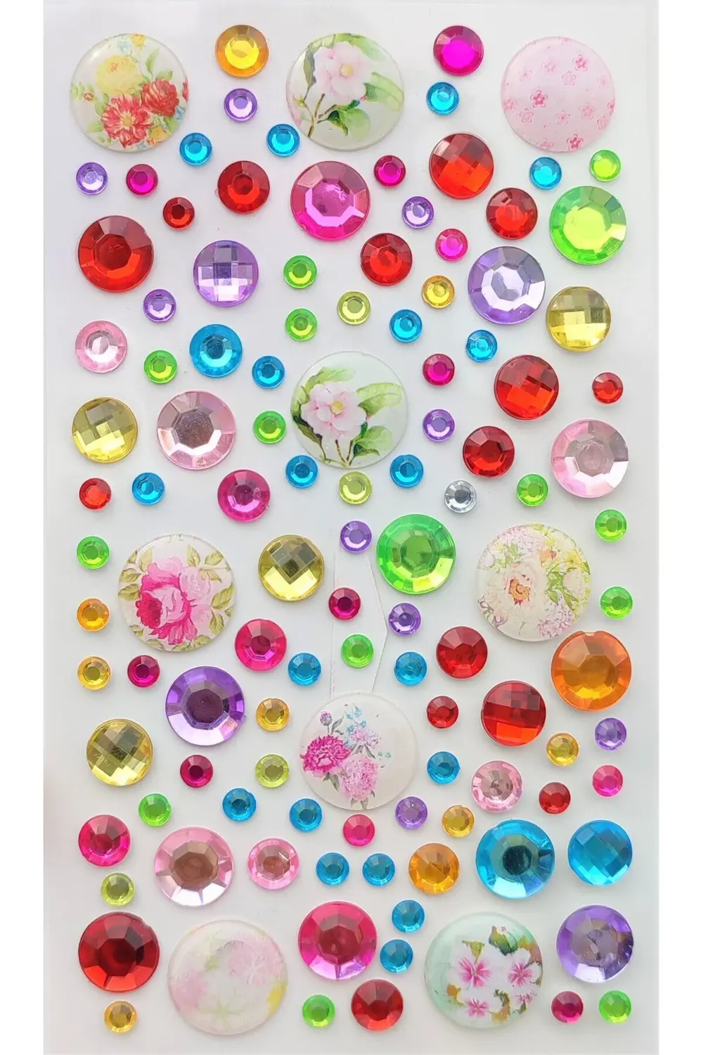 Taş Sticker Renkli Yuvarlak Yapışkanlı Saç , Yüz Ve Tırnak Taşı Y