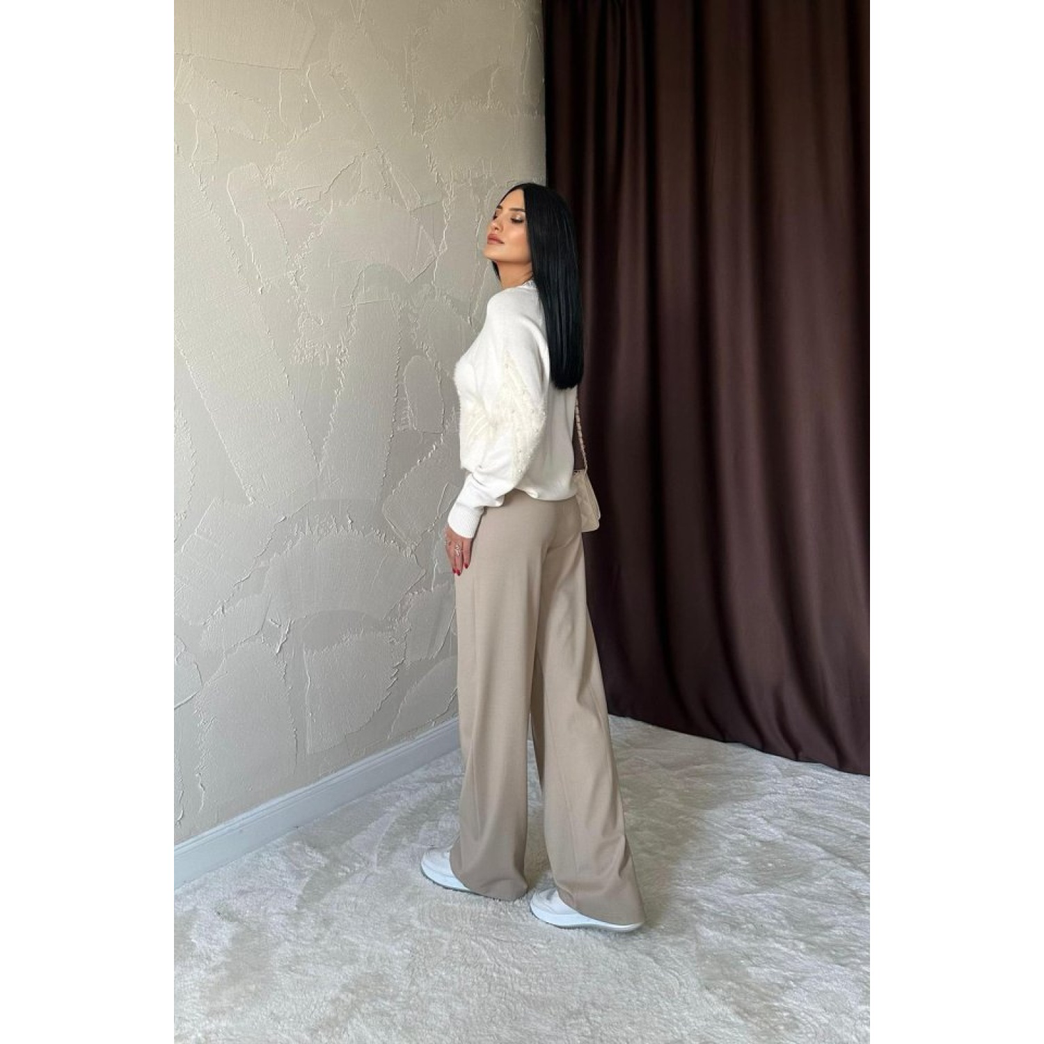 Taş Zikzak Boncuklu Triko Kazak