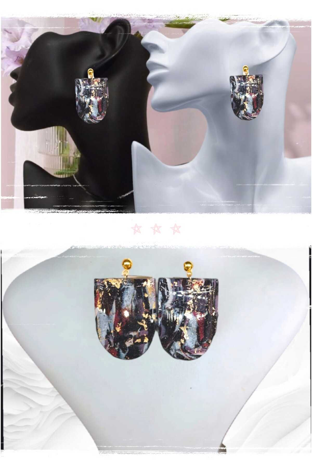 Tasarım Aşkı Polimerkil El Yapımı Tasarım Küpe