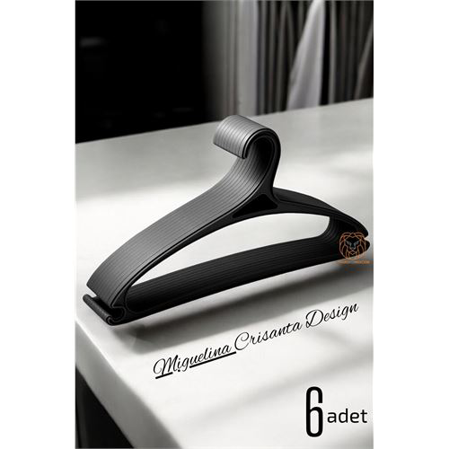 Tasarım Askı Seti 6 ADET Elbise Askısı  SİYAH