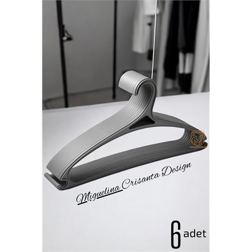 Tasarım Askı Seti 6 ADET Elbise Askısı  GRİ