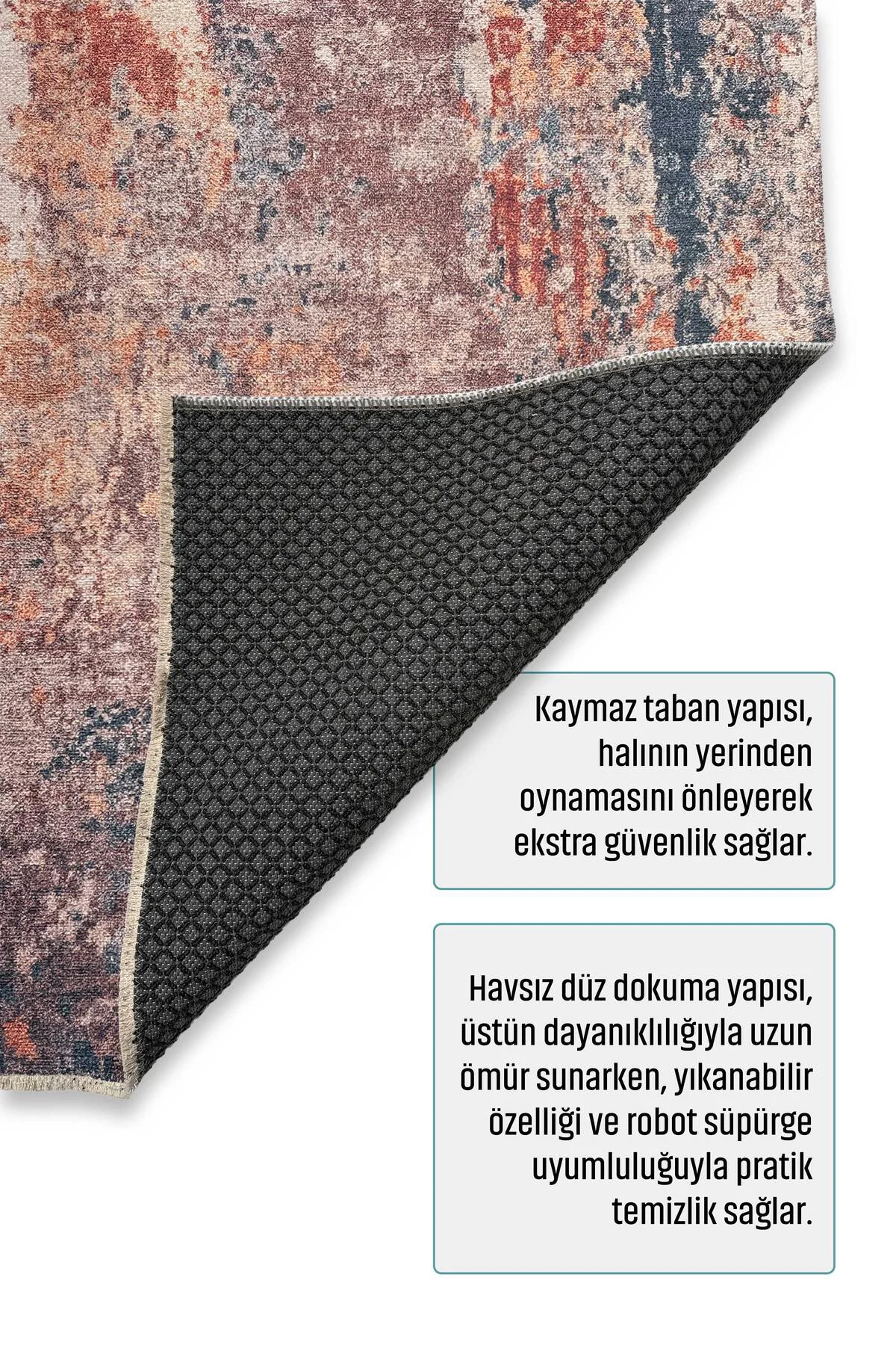 Tasarım Bej Şönil Halı Kilim Yolluk Kaymaz Saçaklı Yıkanabilir Sa