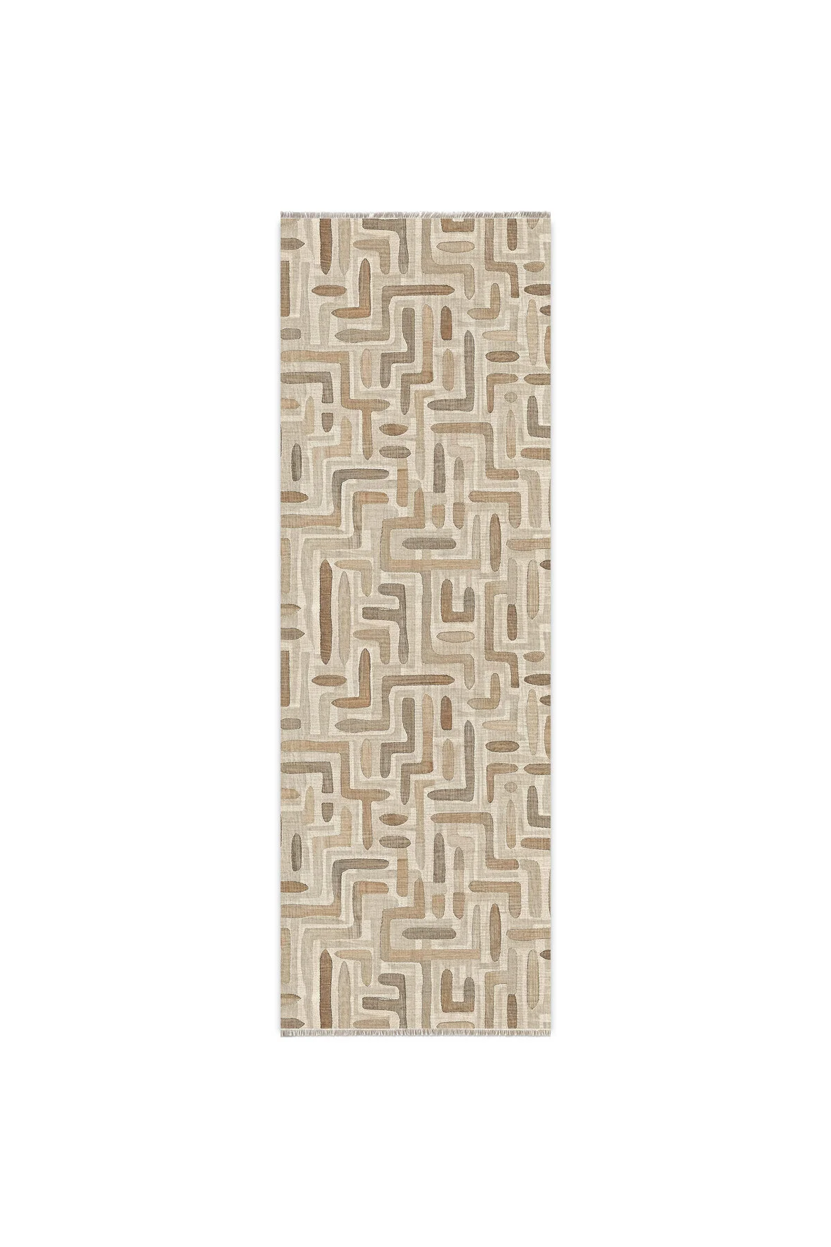 Tasarım Çift Taraflı Yıkanabilir Şönil Halı Kilim Yolluk Bej Kahve Toprak Tonlarında Geometrik Tasarım Çift Taraflı Yıkanabilir Şönil Halı Kilim Yolluk Bej Kahve Toprak Tonlarında Geometrik