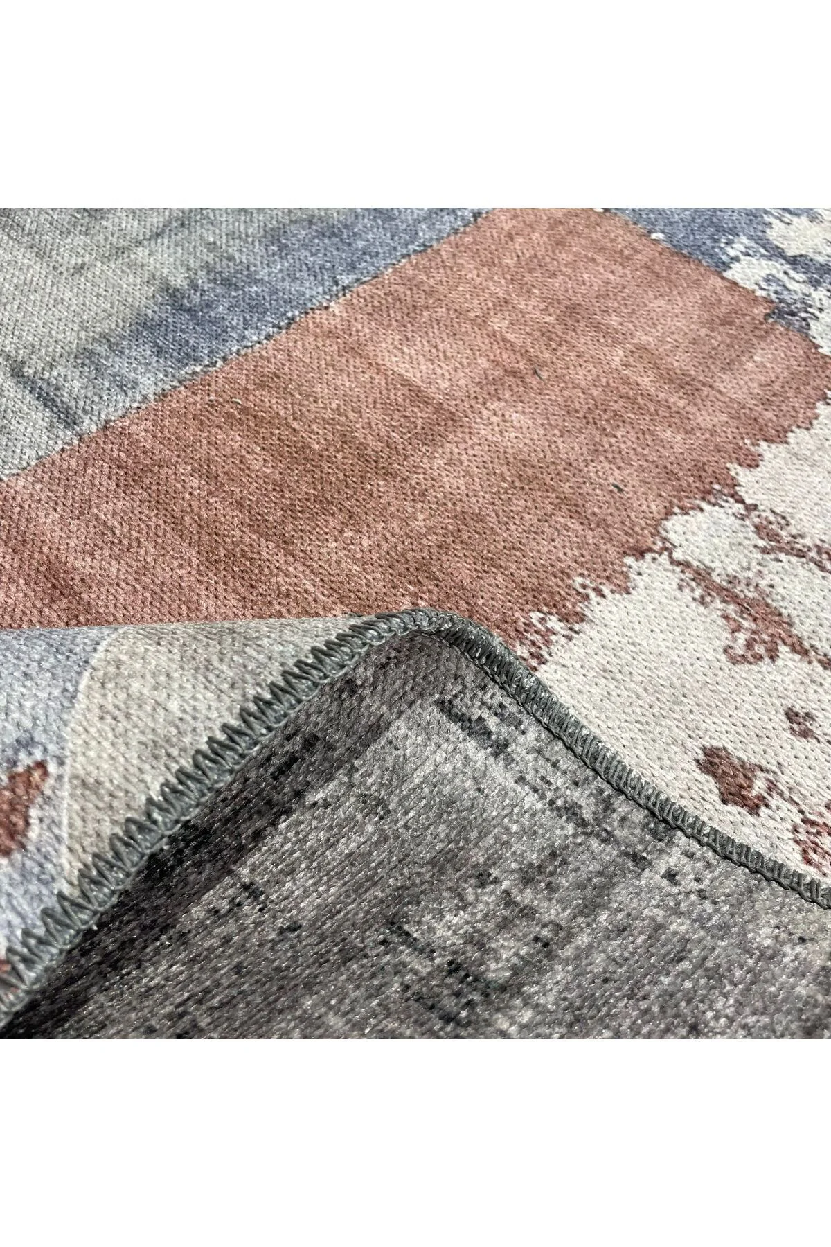 Tasarım Çift Taraflı Yıkanabilir Şönil Halı Kilim Yolluk Kiremit 