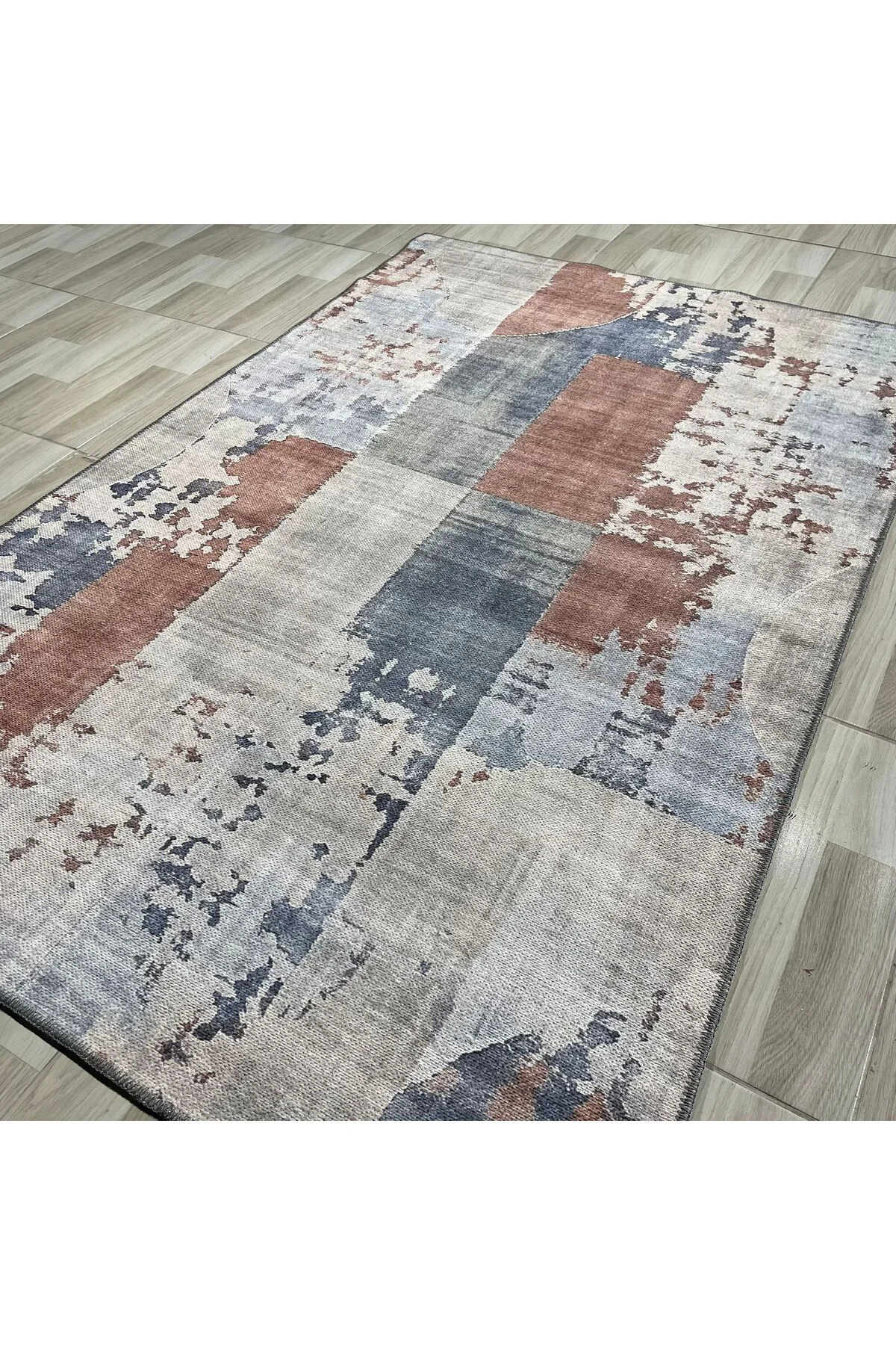 Tasarım Çift Taraflı Yıkanabilir Şönil Halı Kilim Yolluk Kiremit 