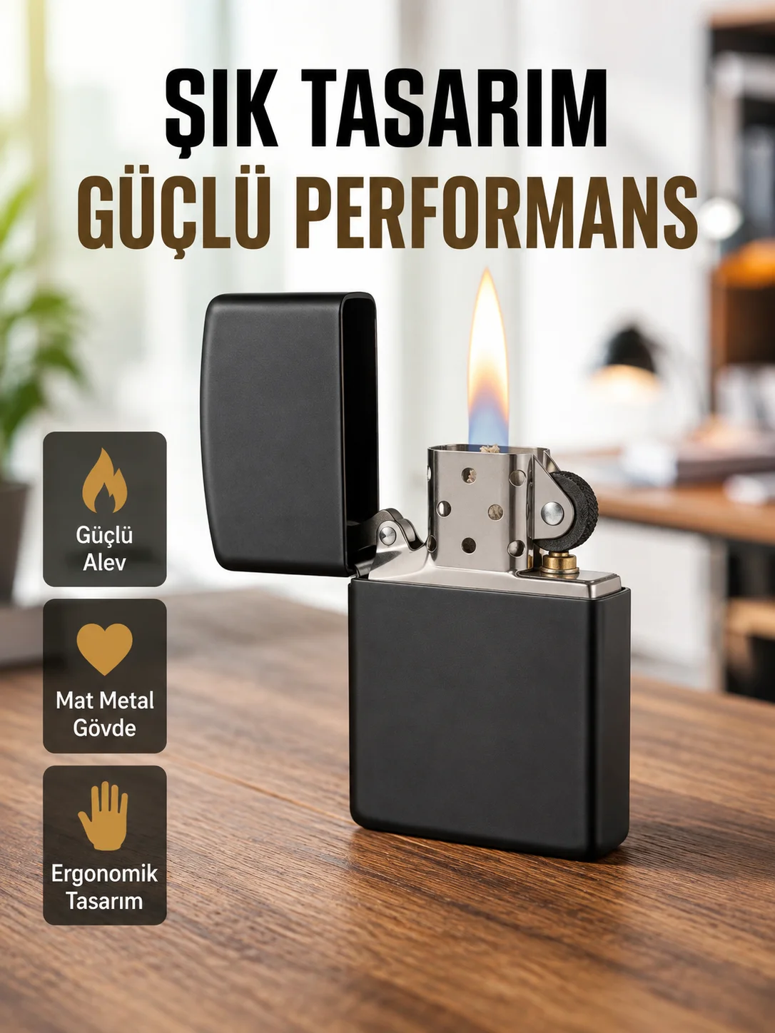 Tasarım Metal Çakmak Minimal Mat Yüzeyli ve Şık Görünümlü Fiyatı, Yorumları ve Özellikleri