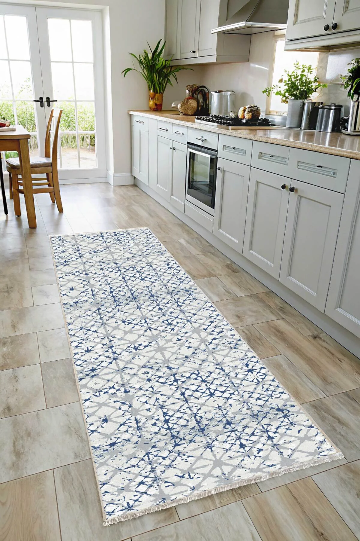 Tasarım Şönil Halı Kilim Yolluk Kaymaz Kendinden Saçaklı Yıkanabilir Mavi Gri Mutfak Salon Koridor Tasarım Şönil Halı Kilim Yolluk Kaymaz Kendinden Saçaklı Yıkanabilir Mavi Gri Mutfak Salon Koridor