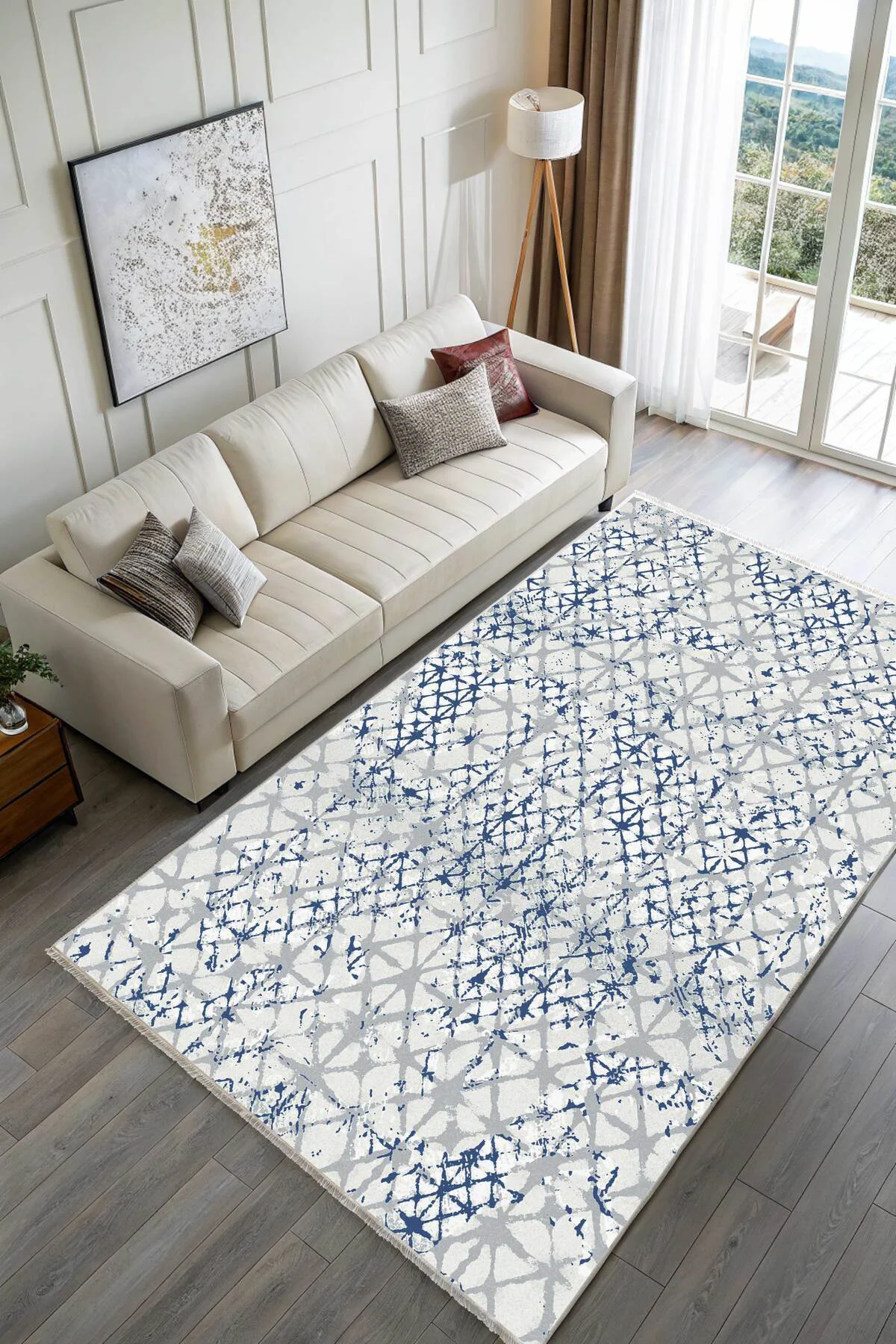 Tasarım Şönil Halı Kilim Yolluk Kaymaz Kendinden Saçaklı Yıkanabi
