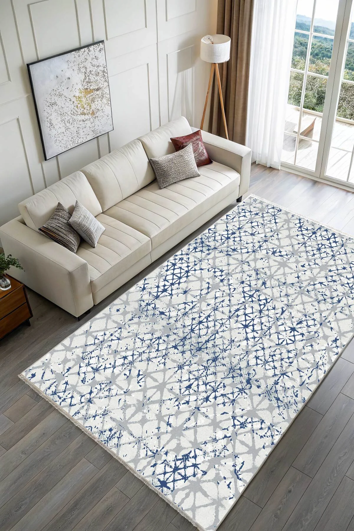 Tasarım Şönil Halı Kilim Yolluk Kaymaz Kendinden Saçaklı Yıkanabilir Mavi Gri Mutfak Salon Koridor Tasarım Şönil Halı Kilim Yolluk Kaymaz Kendinden Saçaklı Yıkanabilir Mavi Gri Mutfak Salon Koridor