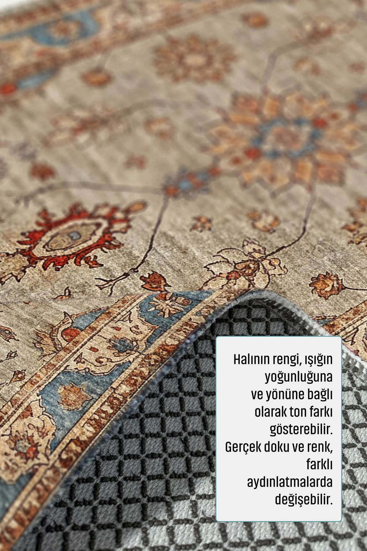 Tasarım Sultani Bej Şönil Halı Kilim Yolluk Kaymaz Yıkanabilir Sa