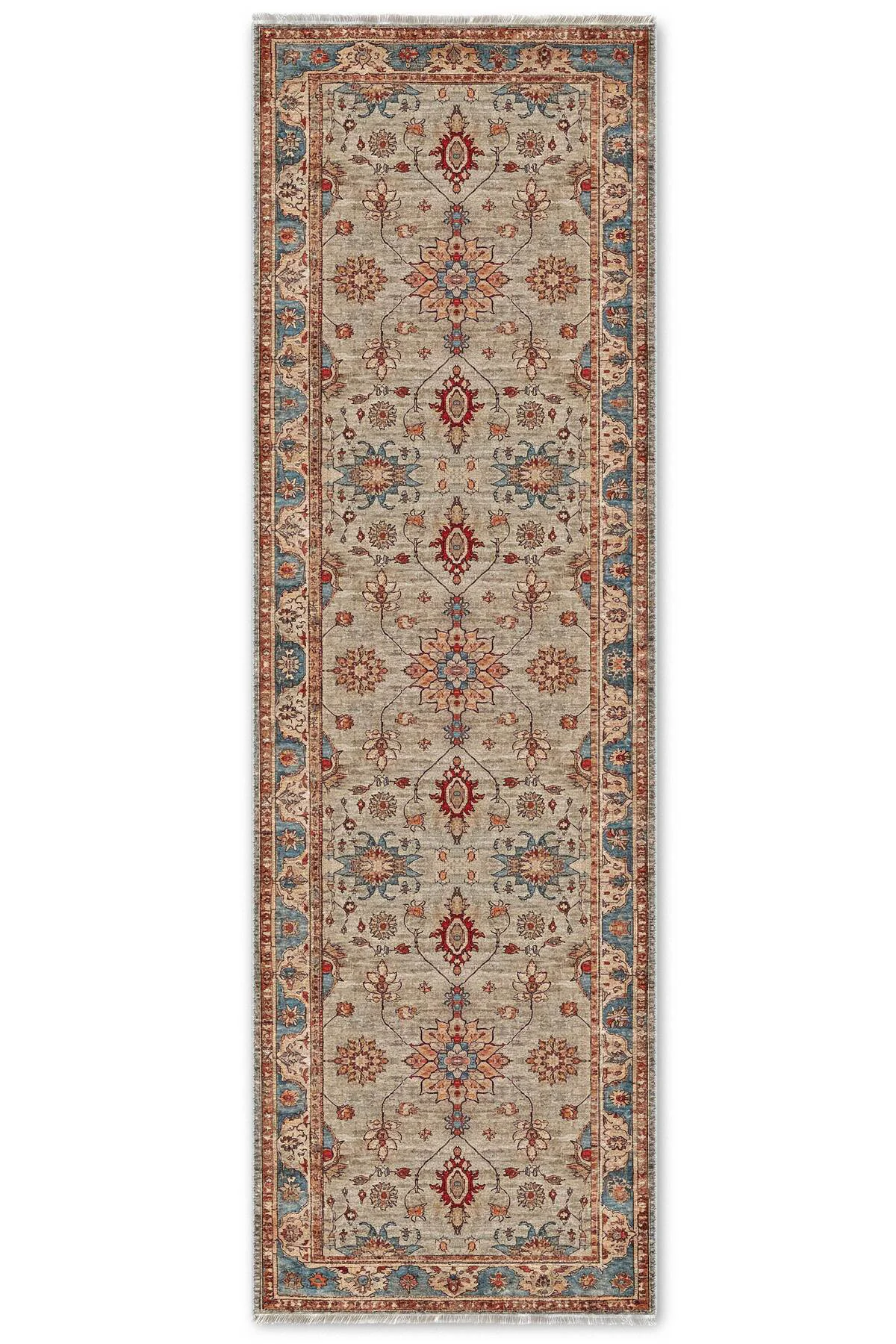 Tasarım Sultani Bej Şönil Halı Kilim Yolluk Kaymaz Yıkanabilir Sa