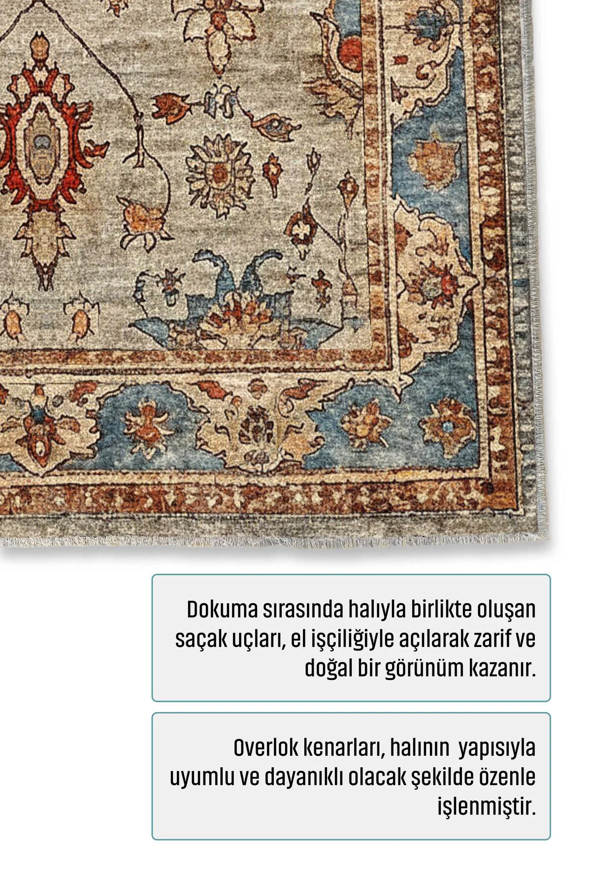 Tasarım Sultani Bej Şönil Halı Kilim Yolluk Kaymaz Yıkanabilir Sa
