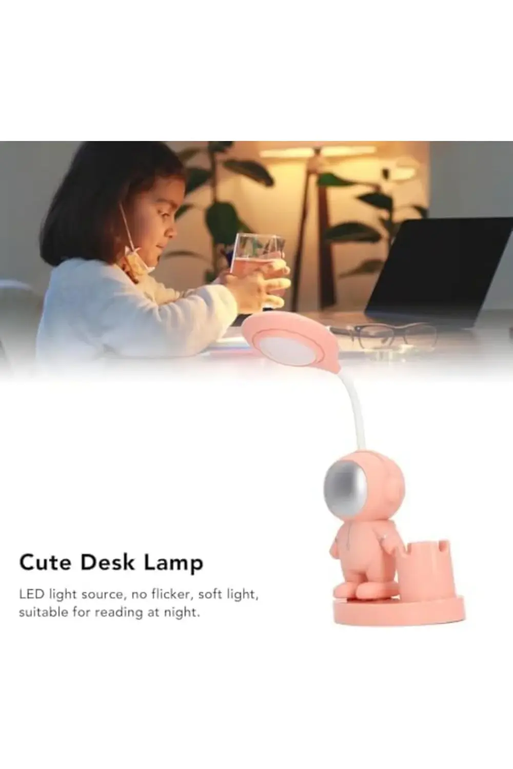 Tasarımlı LED Masa Lambası, Şarj Edilebilir,, Pembe 1185222