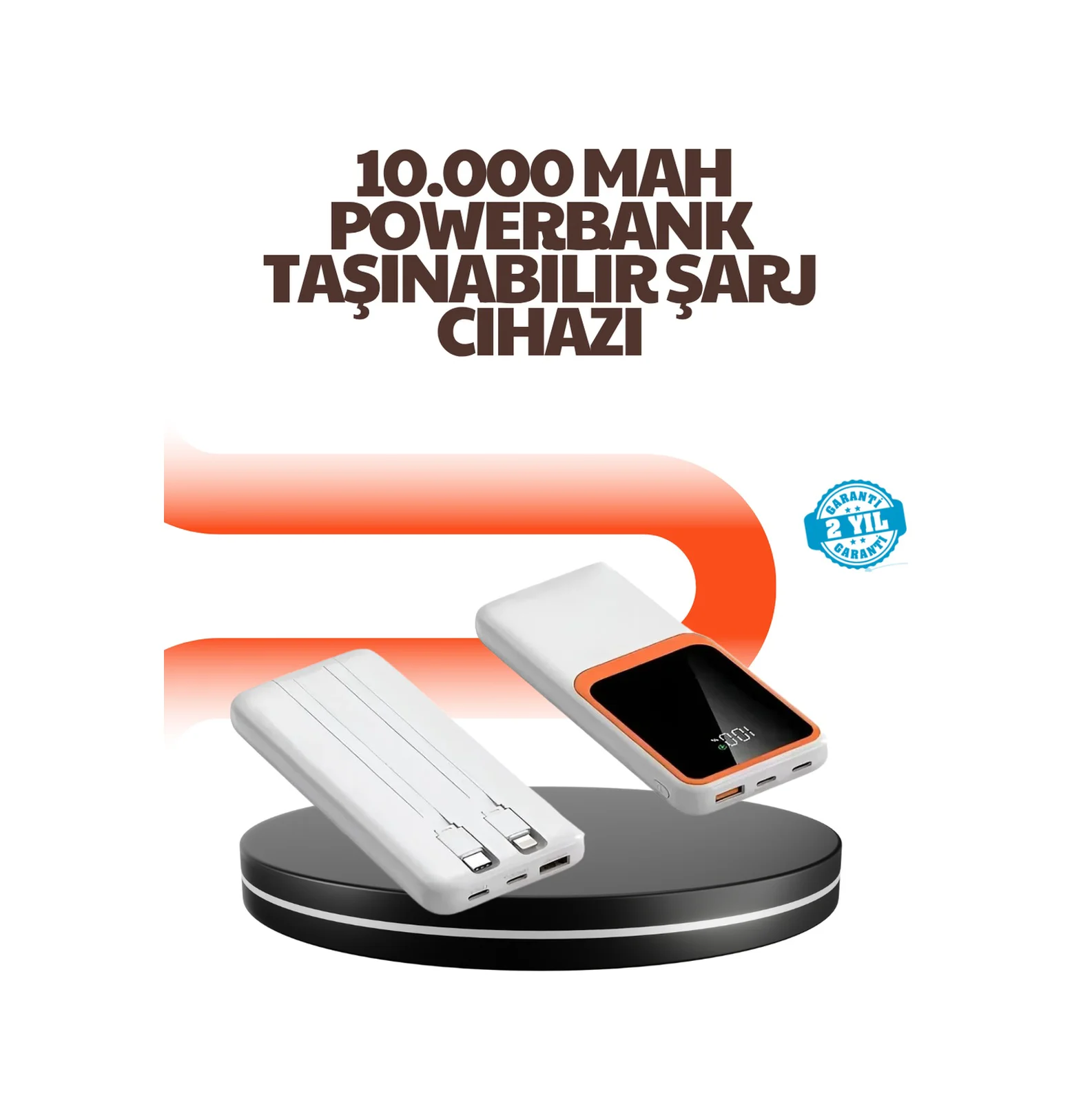 Taşınabilir 10000 Mah Powerbank Dijital Göstergeli, Type-c Ve Usb Çıkışlı - Lisinya Diğer