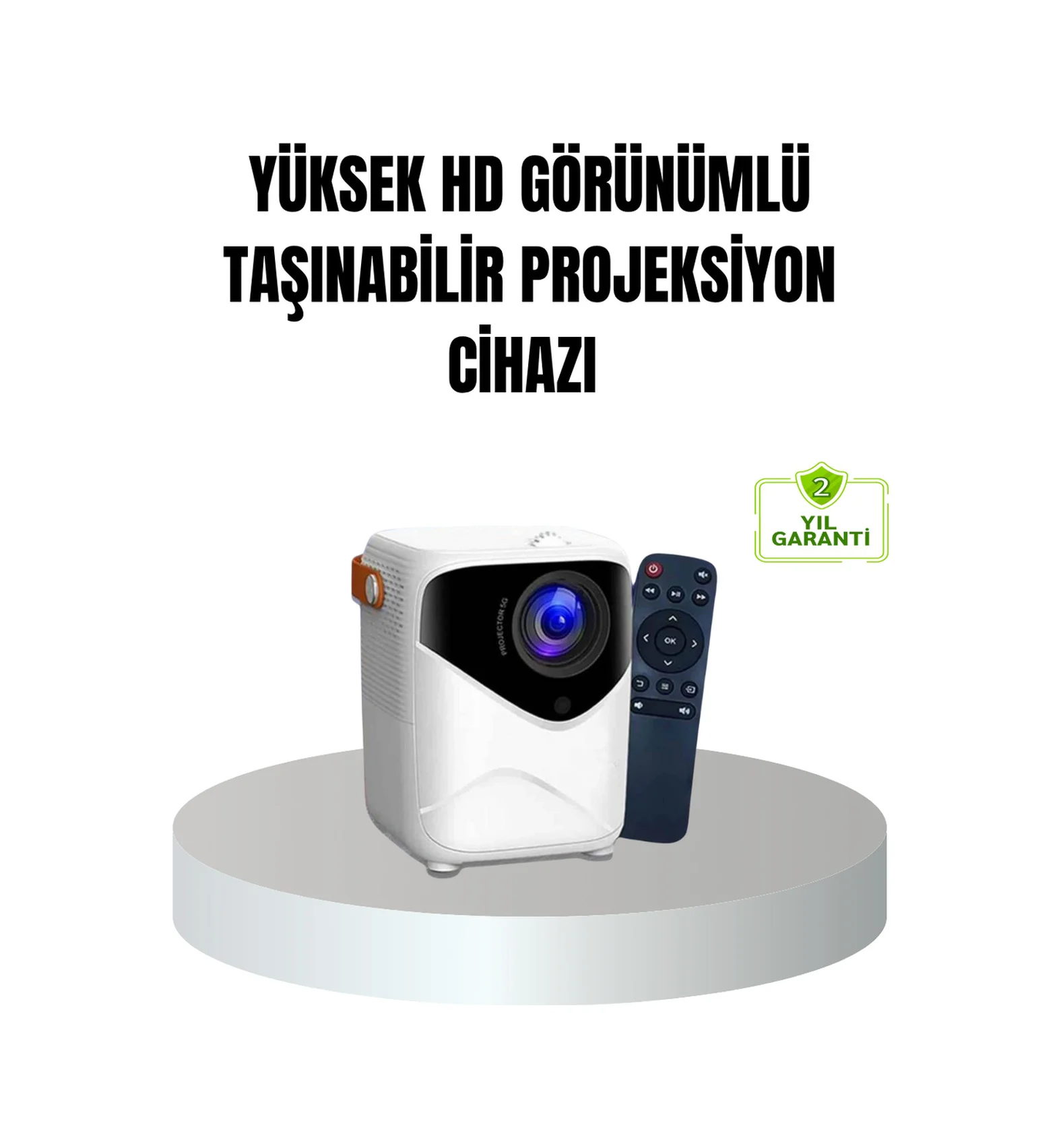 Taşınabilir 1080p Hd Akıllı Projektör 64gb Dahili Hafıza, 2gb Ram, Uzaktan Kumandalı