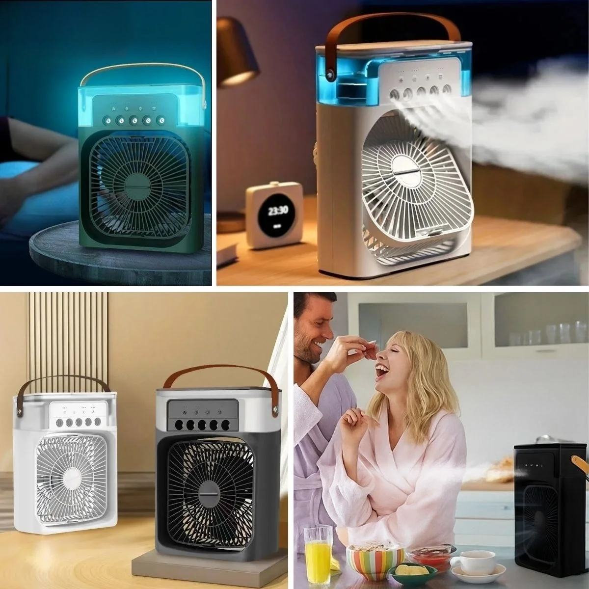 Taşınabilir 3 Farklı Mod Ayarlı 7 Farklı Led Işıklı Sulu Soğutmalı Taşınabilir Masaüstü Usb Fan Vantilatör Bx40