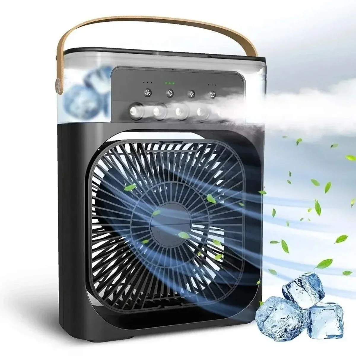 Taşınabilir 3 Farklı Mod Ayarlı 7 Farklı Led Işıklı Sulu Soğutmalı Taşınabilir Masaüstü USB Fan Vantilatör