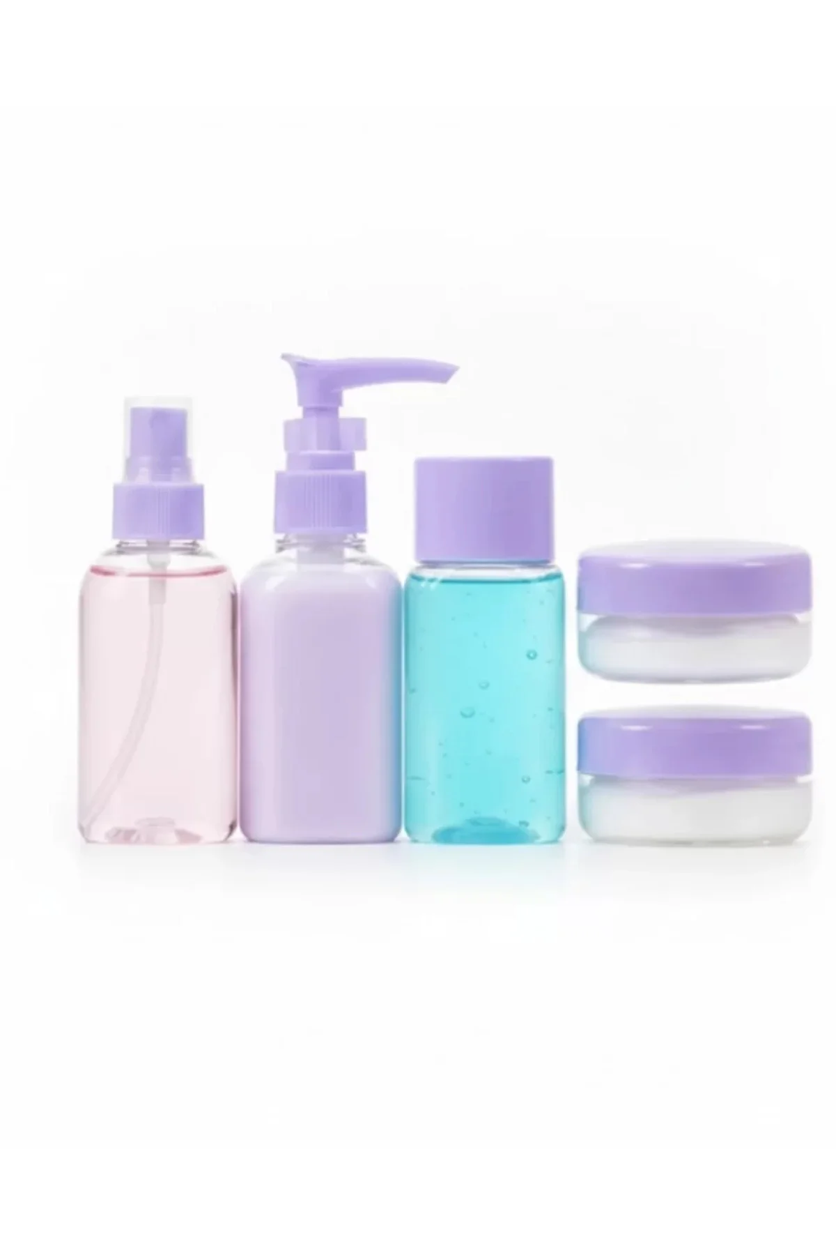 Taşınabilir 5’li Seyahat Banyo Seti Şeffaf Kozmetik Kapları