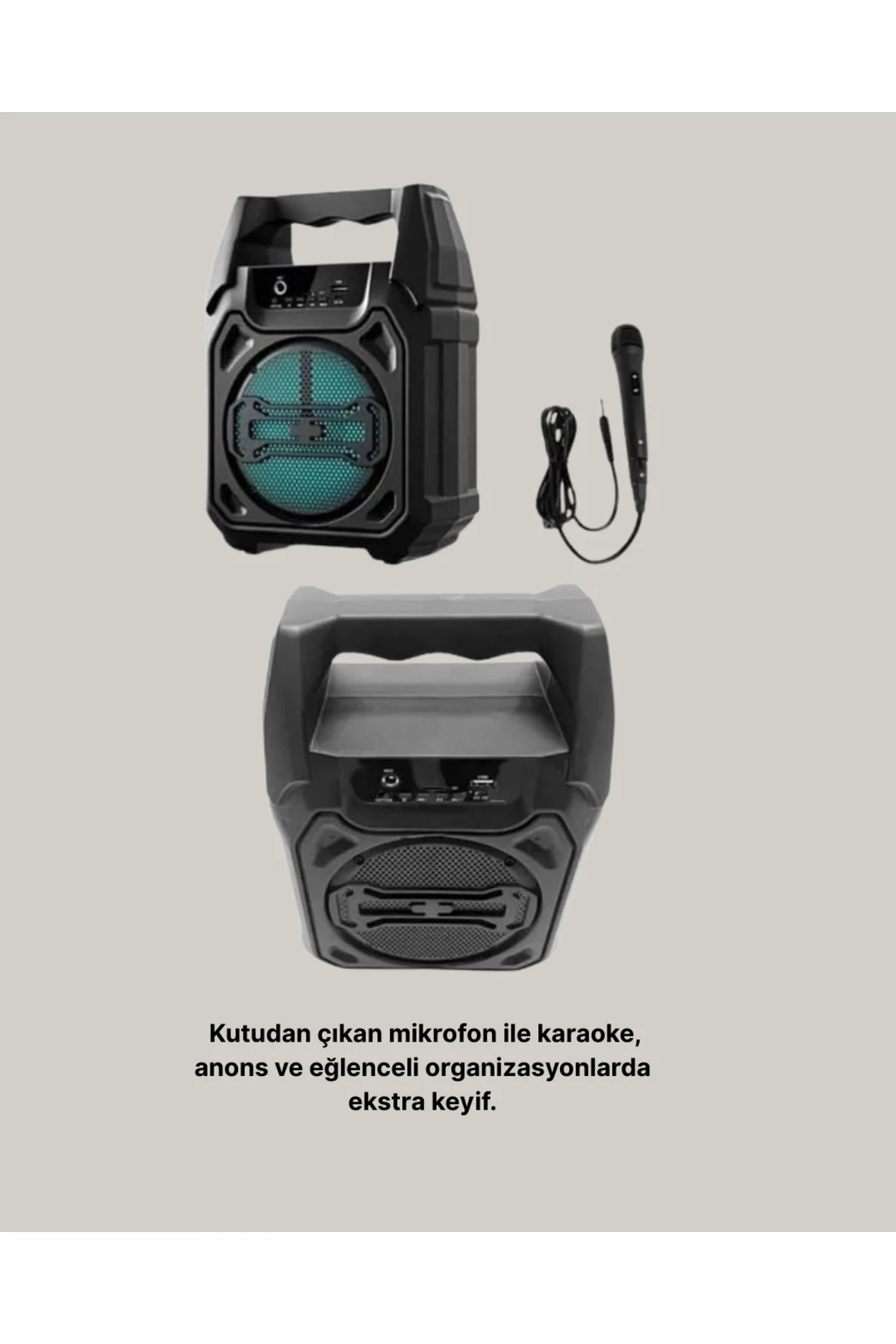 Taşınabilir 6.5” Bluetooth Hoparlör USB TF Kart Mikrofonlu Şarjlı Sistem