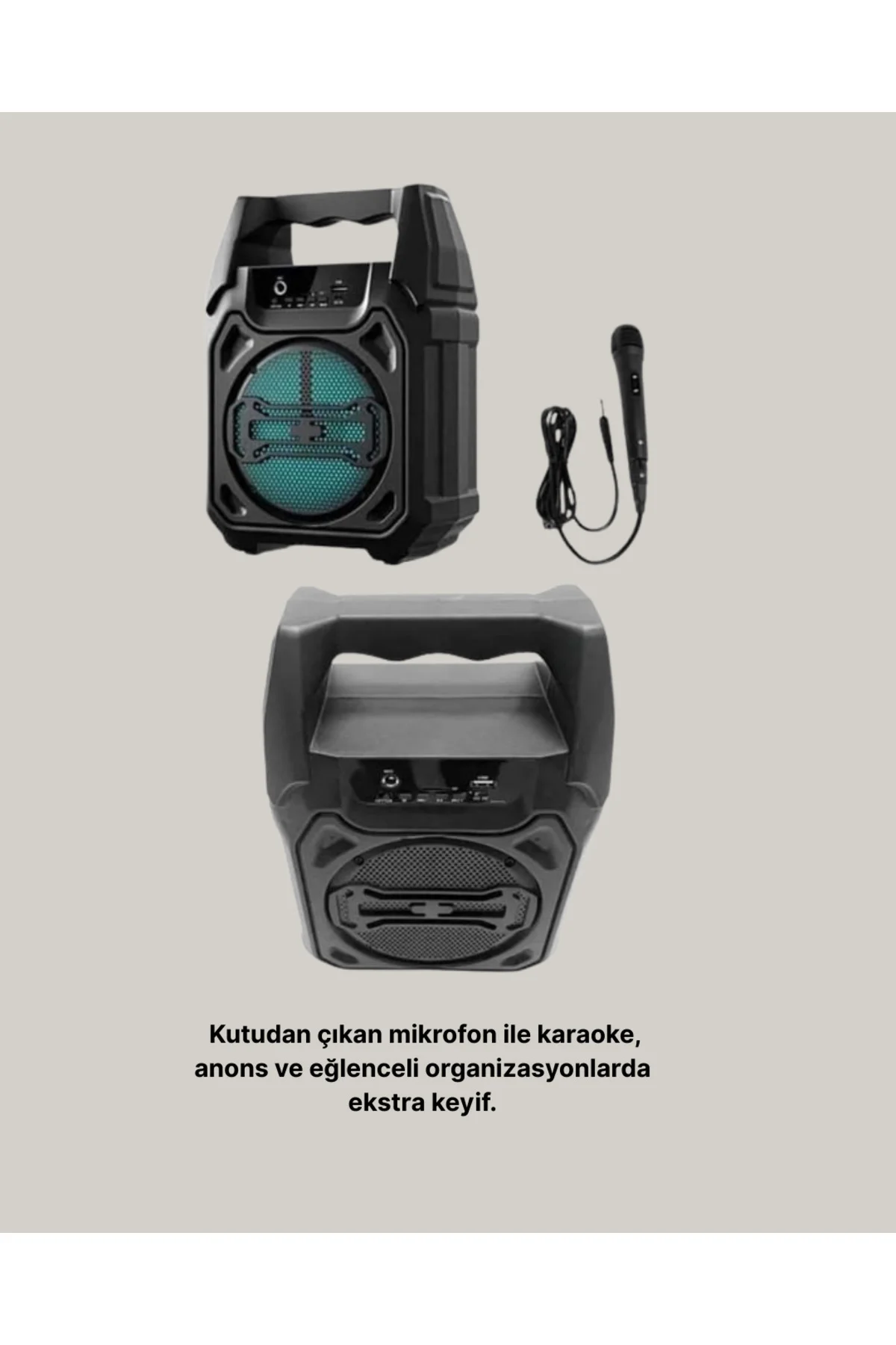 Taşınabilir 6.5” Bluetooth Hoparlör USB TF Kart Mikrofonlu Şarjlı Sistem