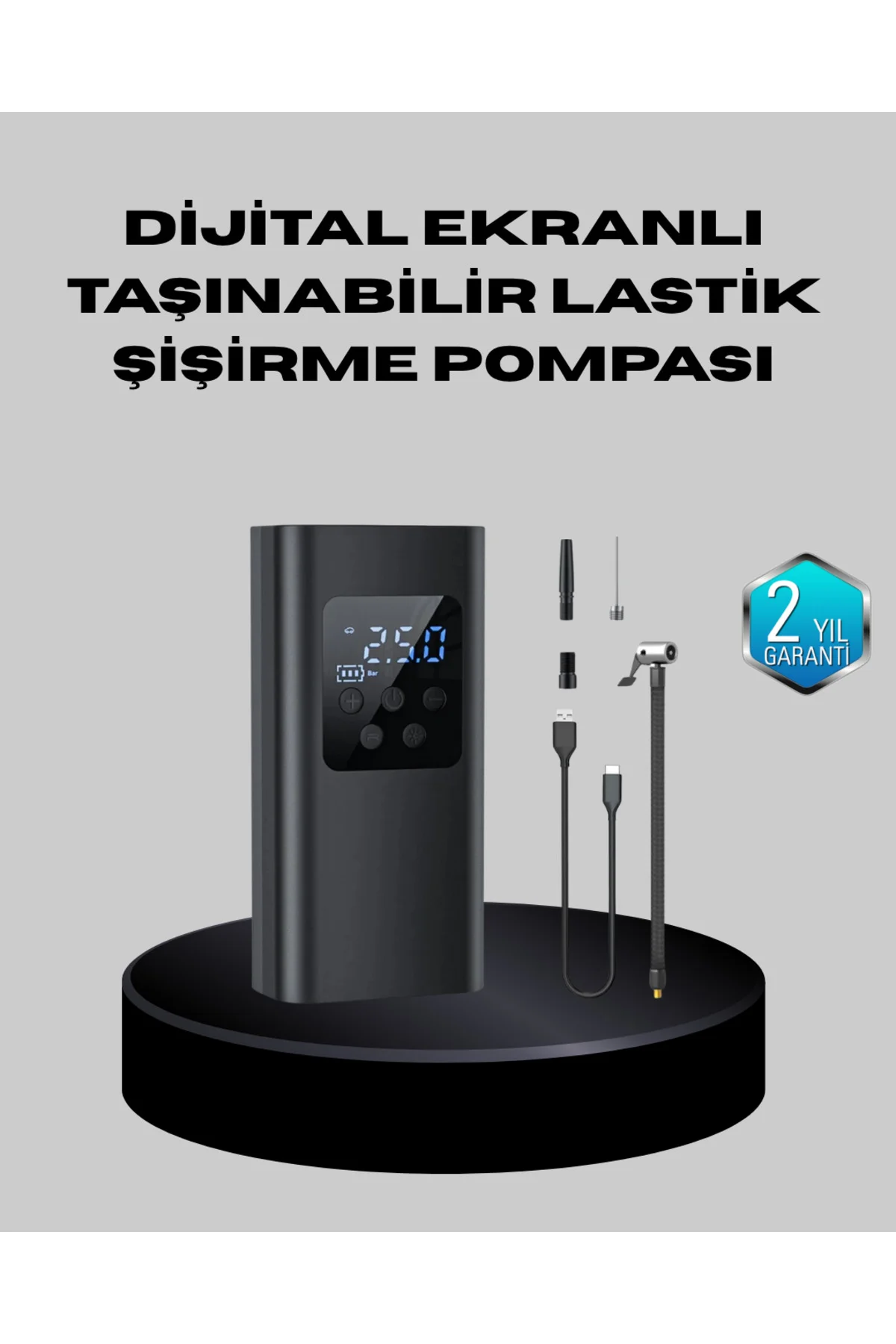 Taşınabilir 80W Kablosuz Lastik Şişirme Pompası Dijital Ekranlı