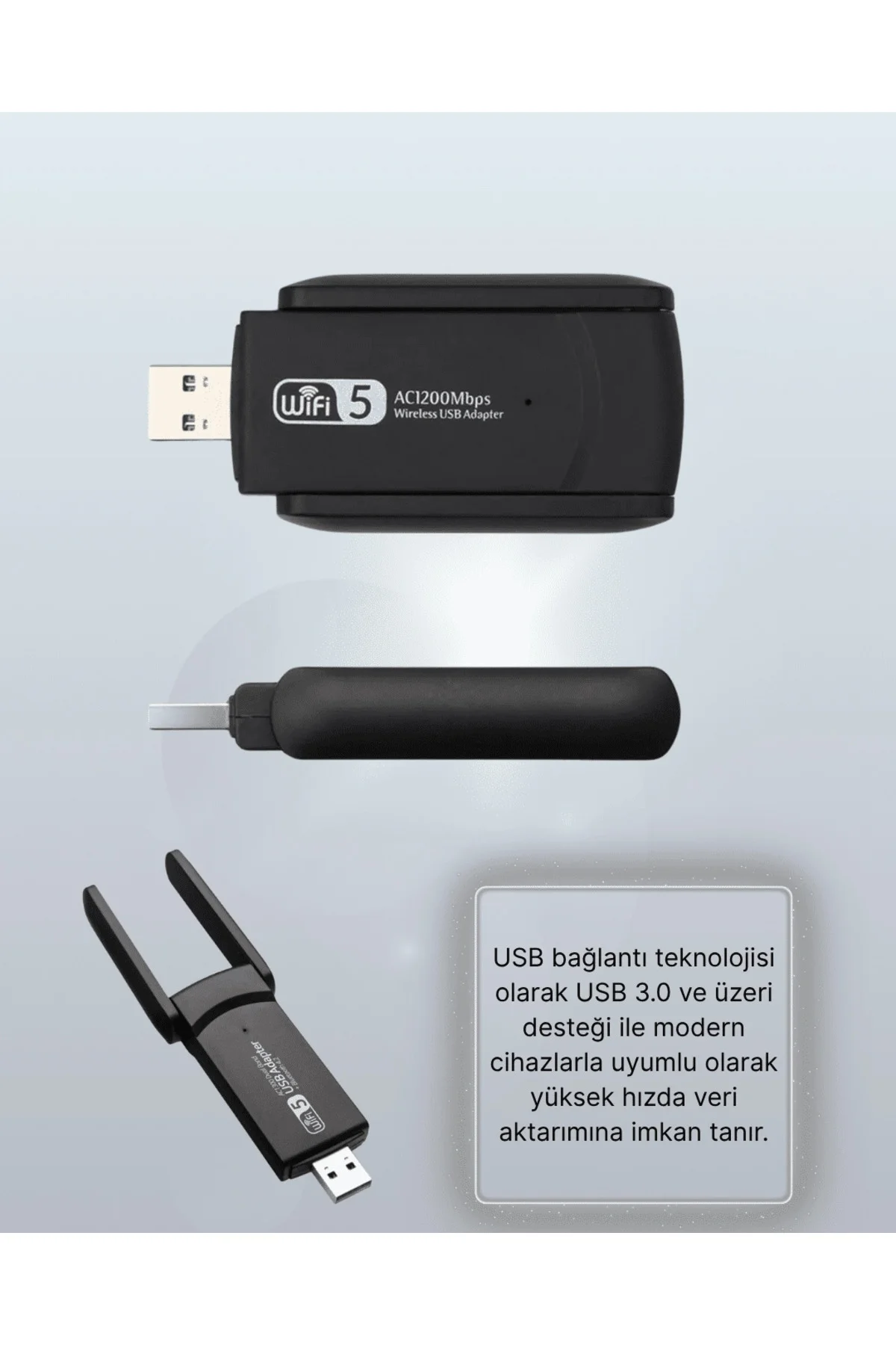 Taşınabilir Ac1200 Usb Wifi Adaptör - 50 Gram Ağırlığında - Görsel 4
