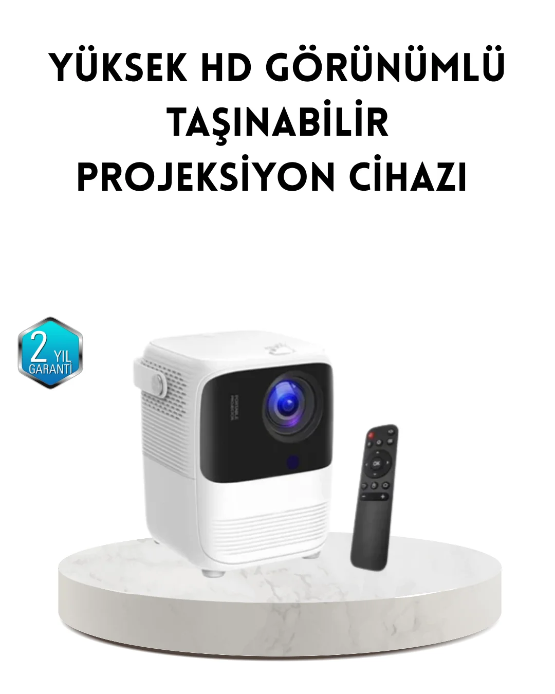 Taşınabilir Akıllı 1080P Projektör – 64GB Hafıza, 2GB RAM, Full H