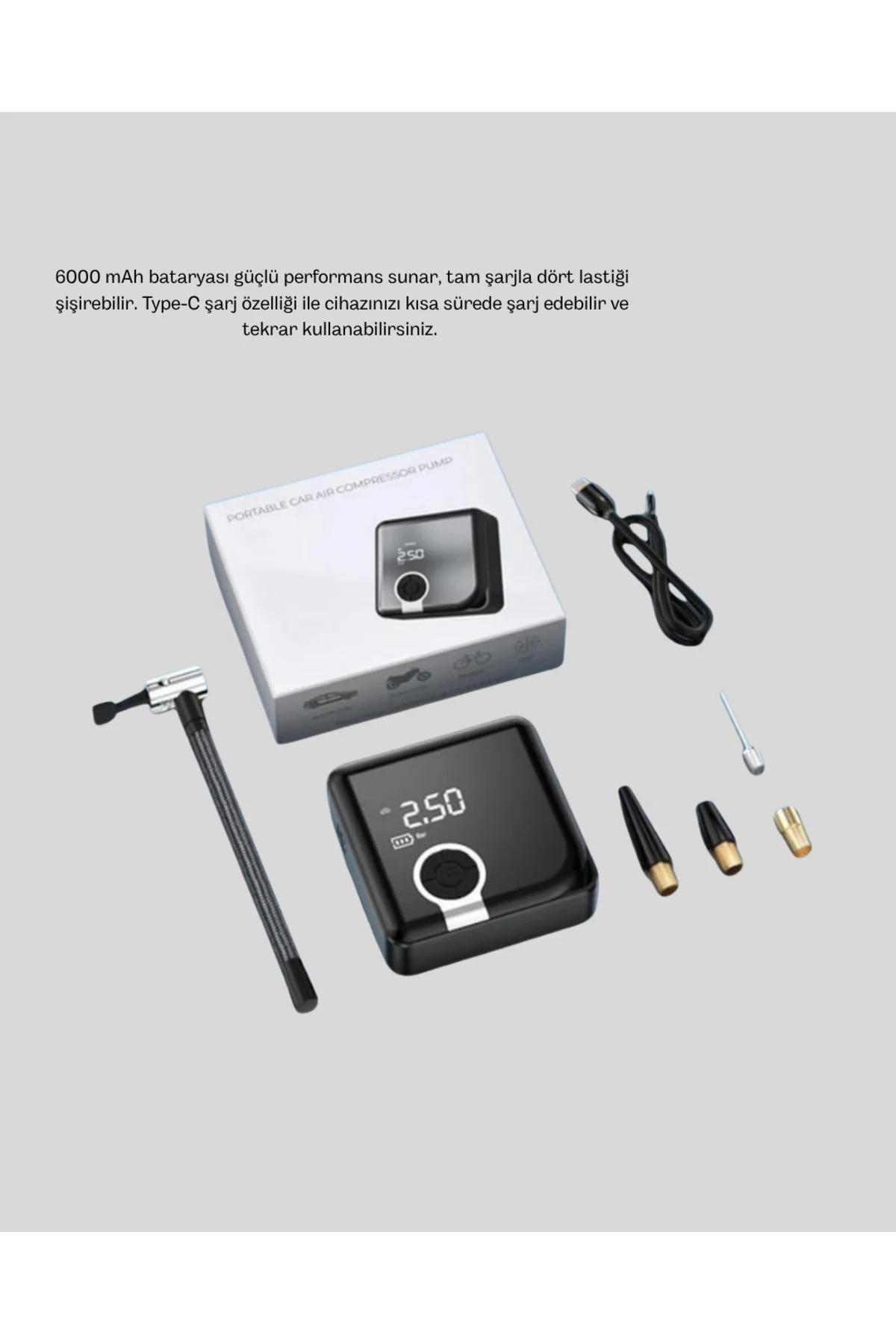 Taşınabilir Akıllı Hava Kompresörü Yüksek Basınç Kapasiteli