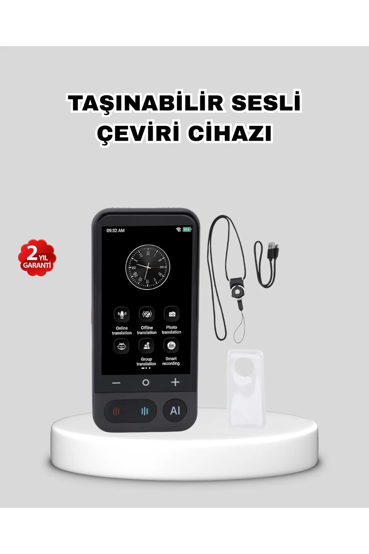 Taşınabilir Akıllı Sesli Çeviri Cihazı – 139 Dil Desteği, Dokunma