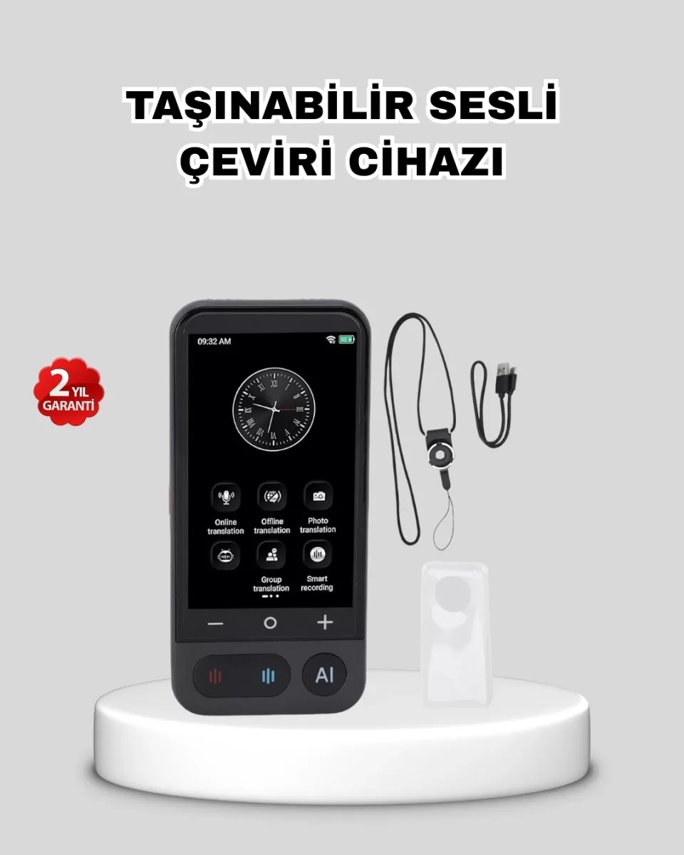 Taşınabilir Akıllı Sesli Çeviri Cihazı – 139 Dil Desteği, Dokunmatik Ekran - Lisinya