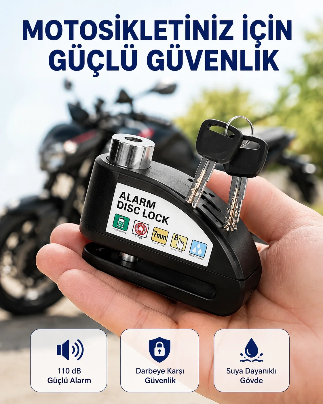 Taşınabilir Alarm Disk Kilidi Motosiklet Scooter Bisiklet Güvenlik Yeni Nesil