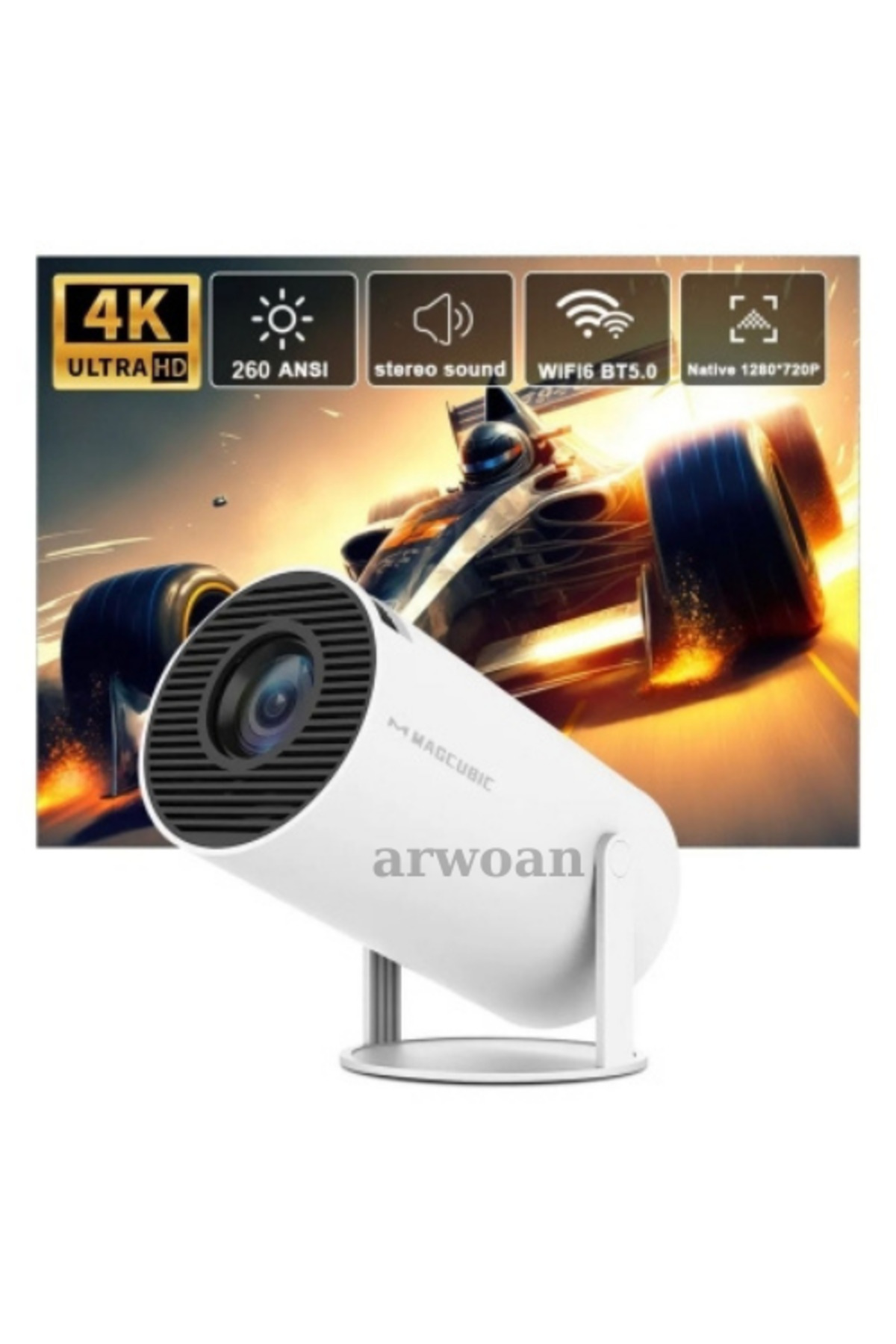 Arwoan Taşinabilir Android Projeksiyon En Güncel Versiyon Wifi Destekli