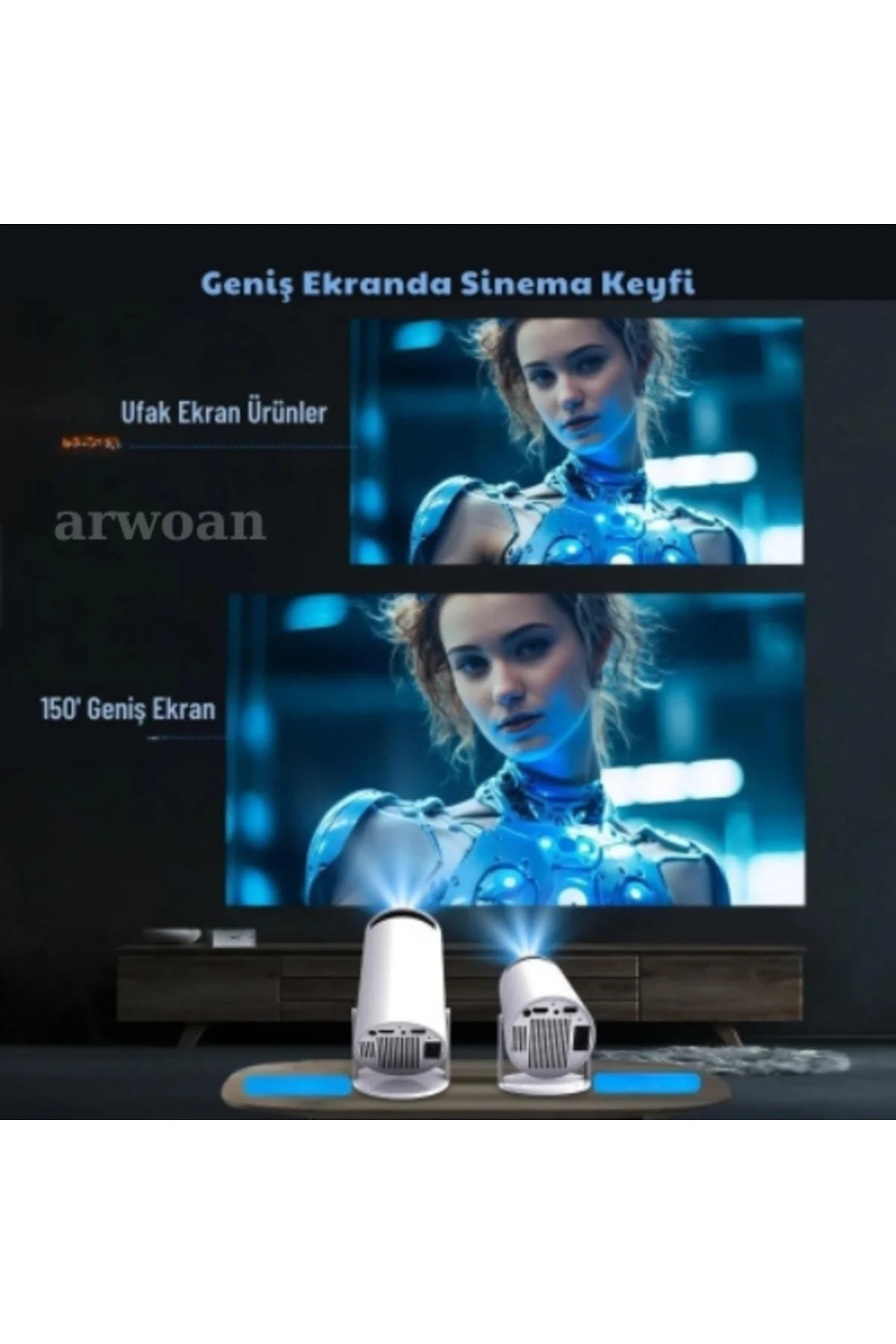 Taşınabilir Android Projeksiyon En Güncel Versiyon Wifi Destekli 