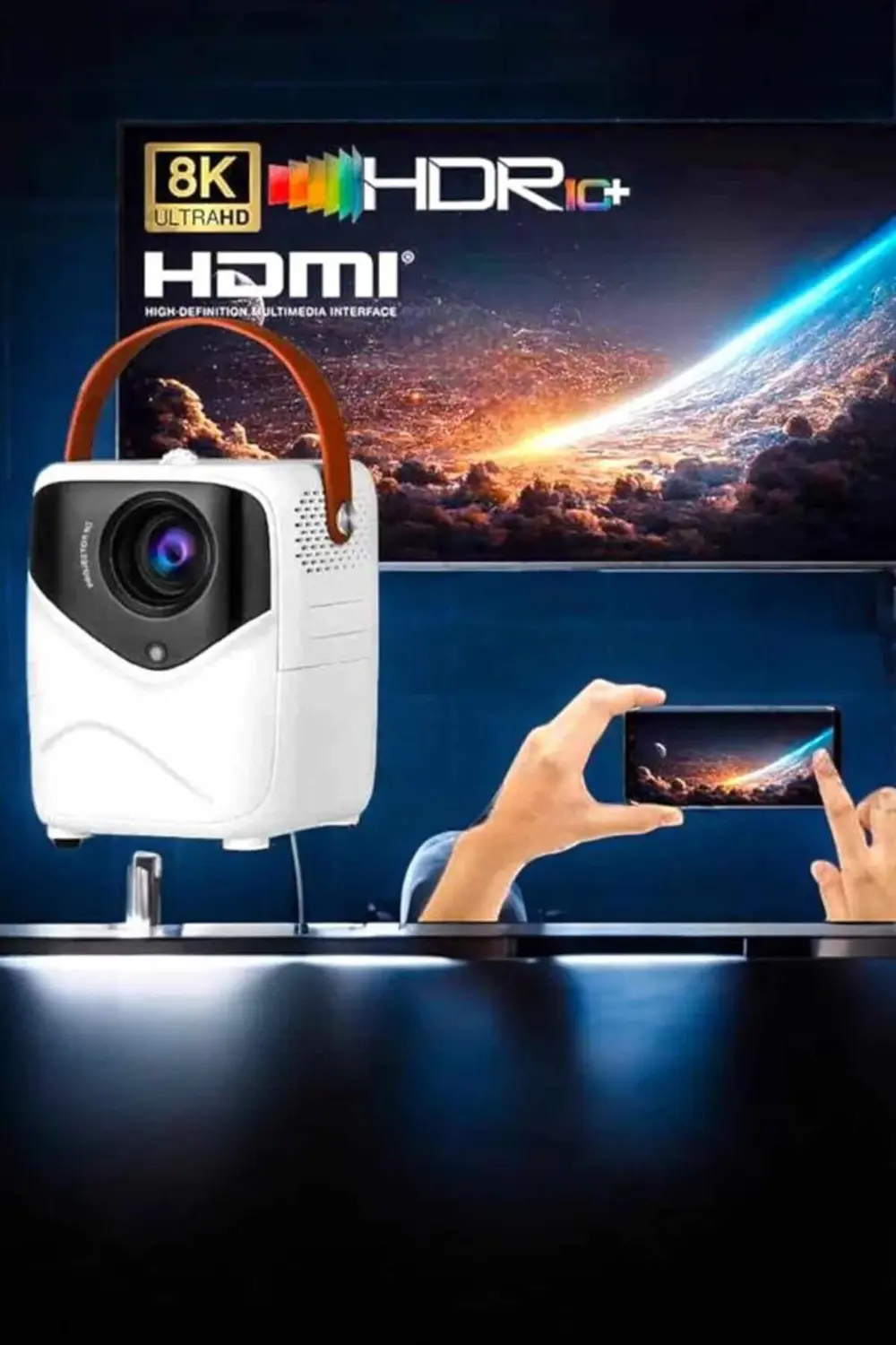 Taşınabilir Android Projeksiyon Wifi Destekli 4K Multimedia Taban