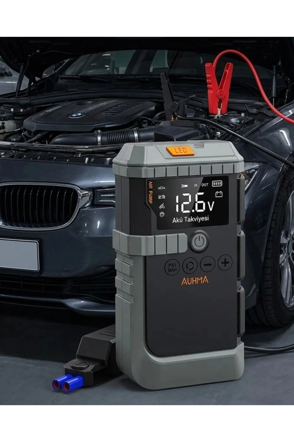 Taşınabilir Araç Çalıştırma Jump Starter Hava Pompası Dijital Bas