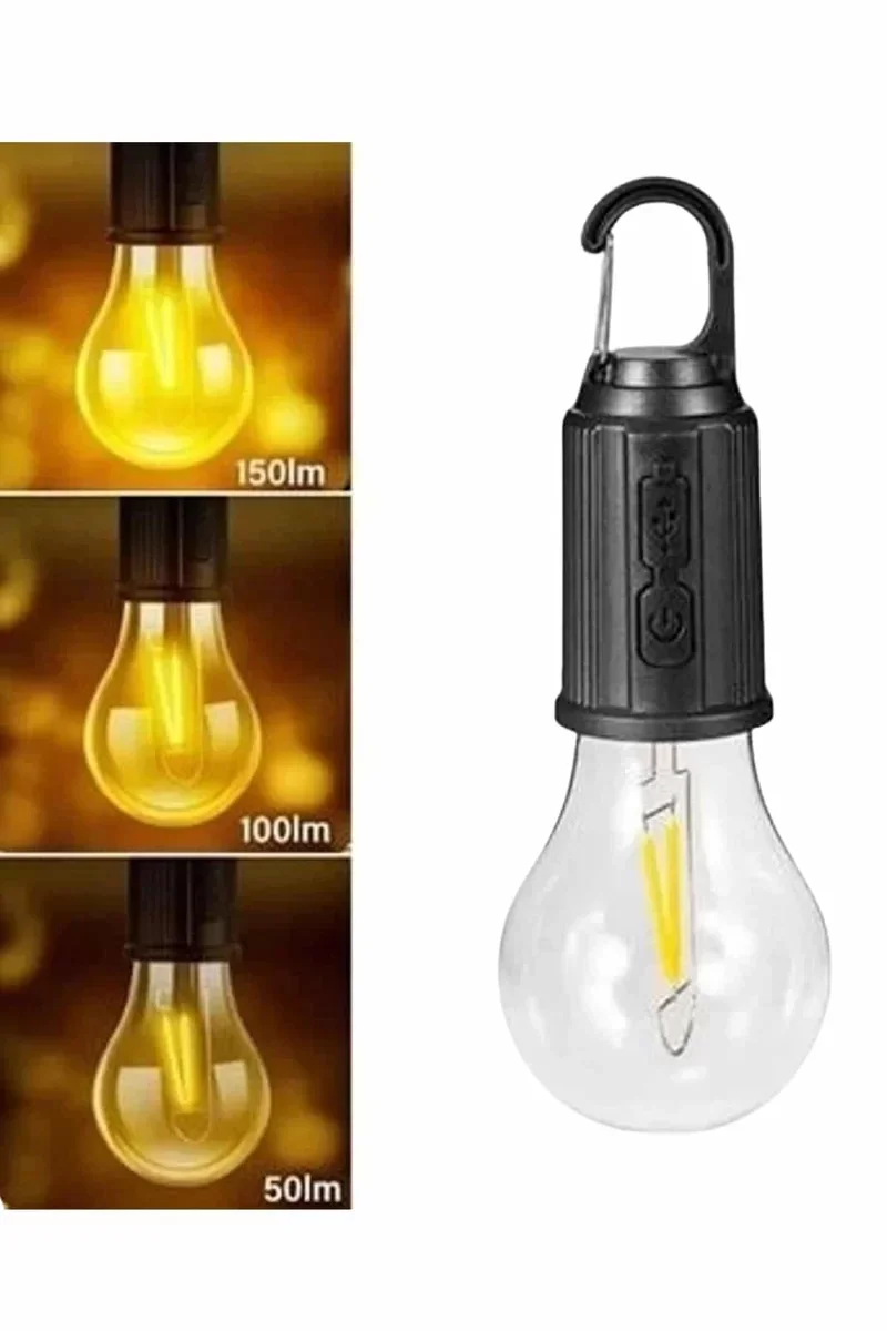 Taşınabilir Askılı Ampul Kamp & Bahçe Lambası Type-C Şarjlı LED Işıkları