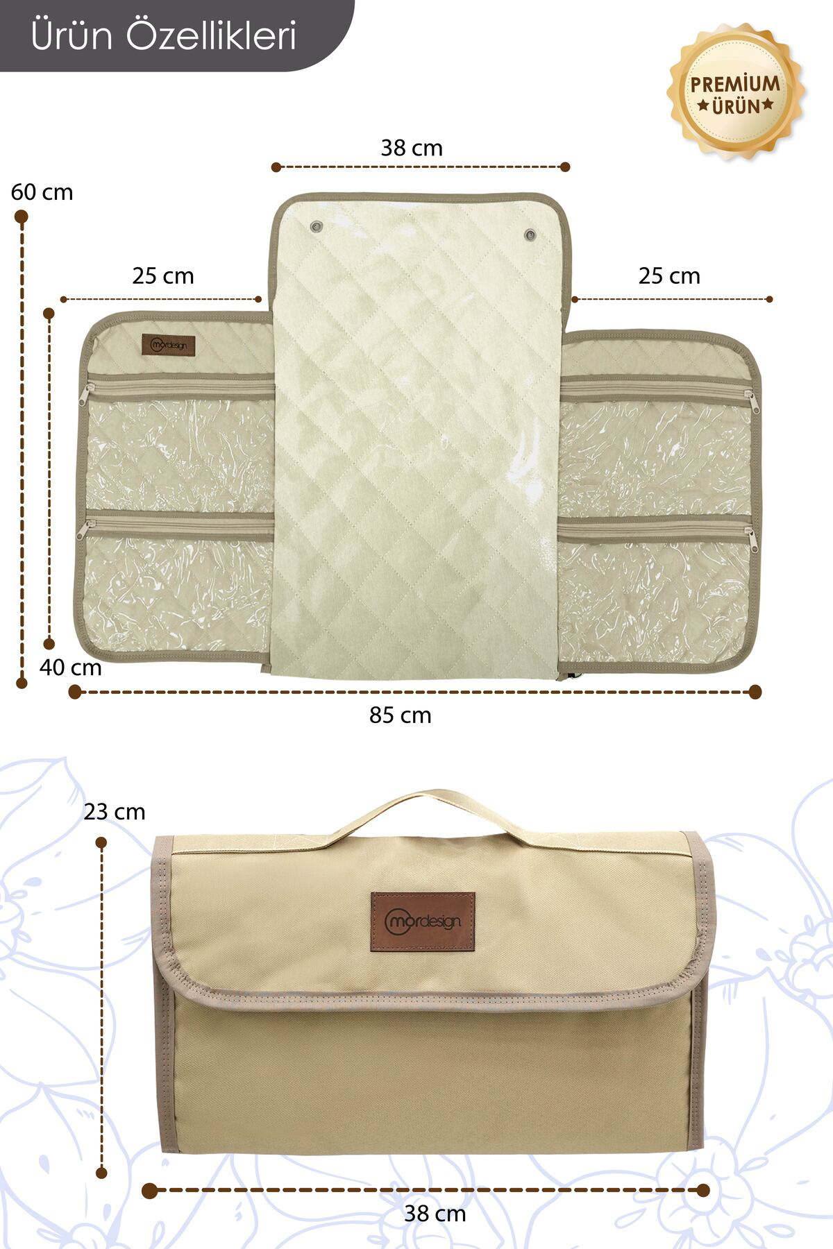 Mordesign Taşınabilir Bebek Alt Değiştirme Pedi, Çok Cepli Alt Açma, Su Geç Mordesign Taşınabilir Bebek Alt Değiştirme Pedi, Çok Cepli Alt Açma, Su Geç