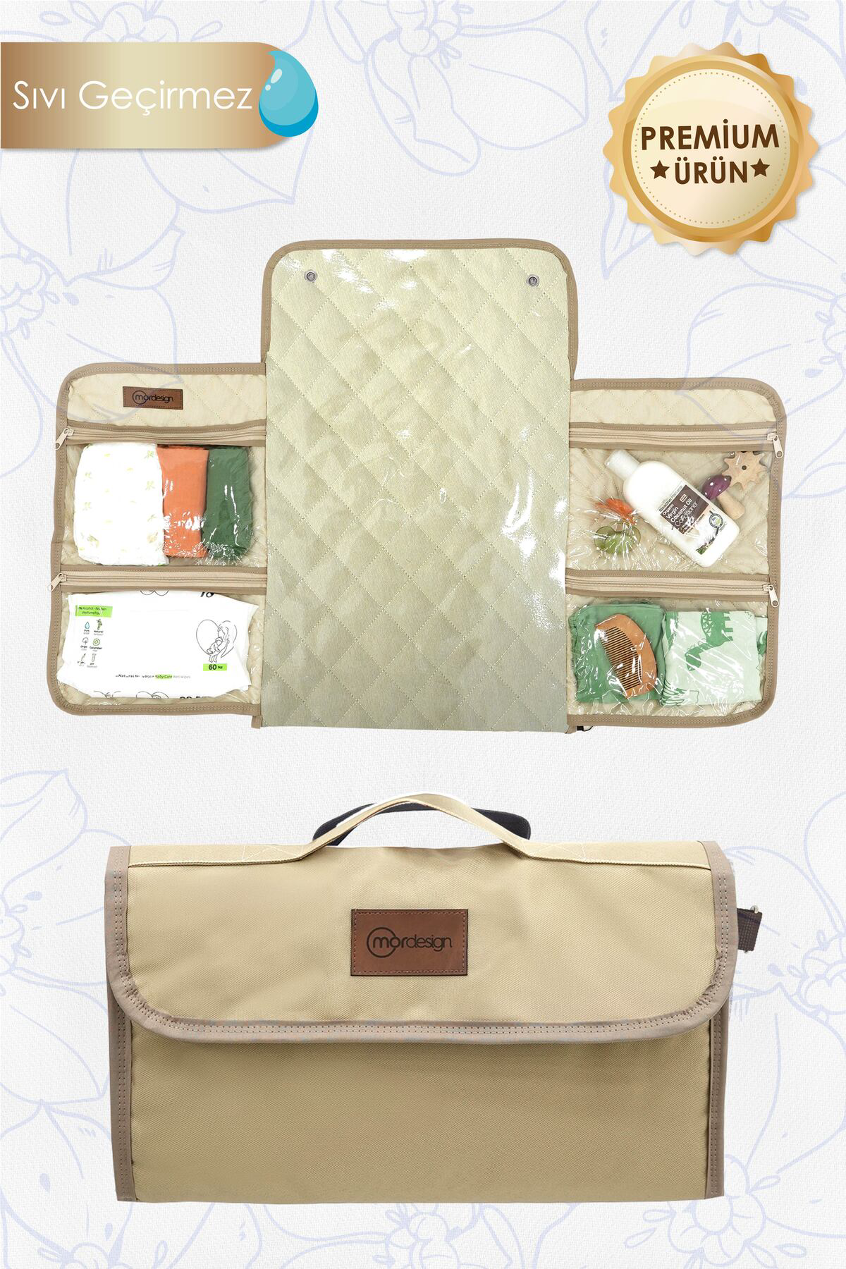 Mordesign Taşınabilir Bebek Alt Değiştirme Pedi, Çok Cepli Alt Açma, Su Geç Mordesign Taşınabilir Bebek Alt Değiştirme Pedi, Çok Cepli Alt Açma, Su Geç