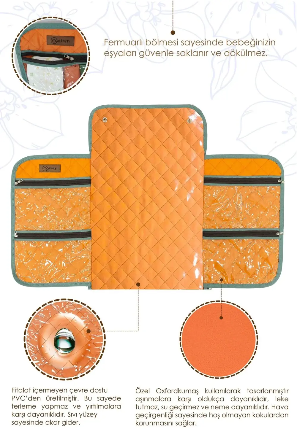 Taşınabilir Bebek Alt Değiştirme Pedi,Çok Cepli Alt Açma,Su Geçir