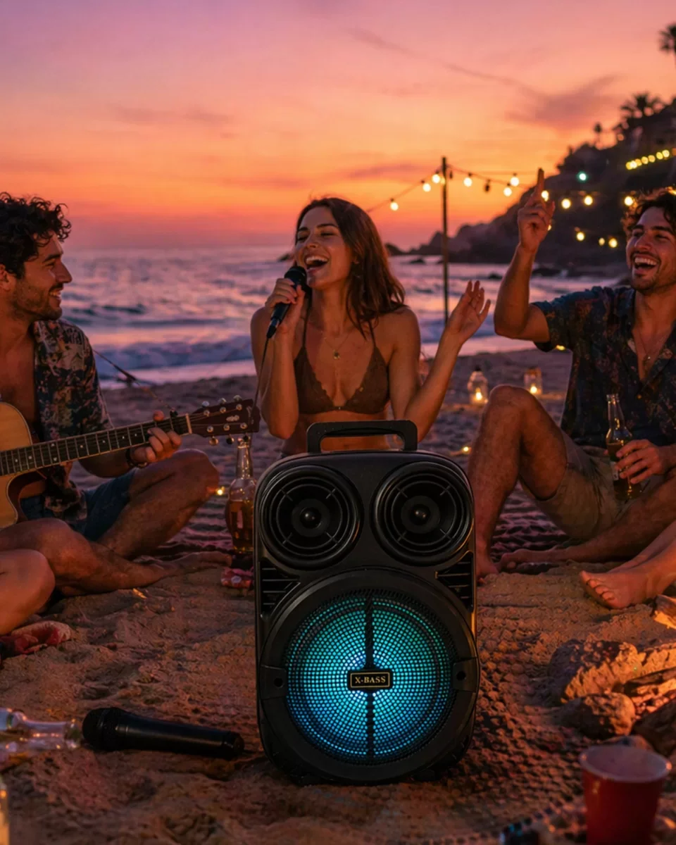 Taşınabilir Bluetooth Speaker Mikrofonlu Karaoke Hoparlör RGB Işıklı 6.5 İnç Güçlü Ses - Kablosuz Eğlence