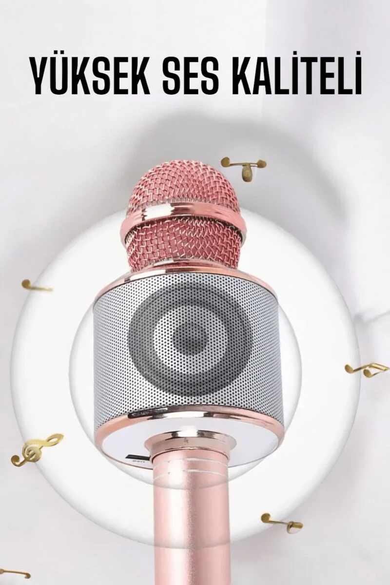 Taşınabilir Bluetooth Karaoke Mikrofon - Hafıza Kart Girişli, USB ve AUX Çıkışlı