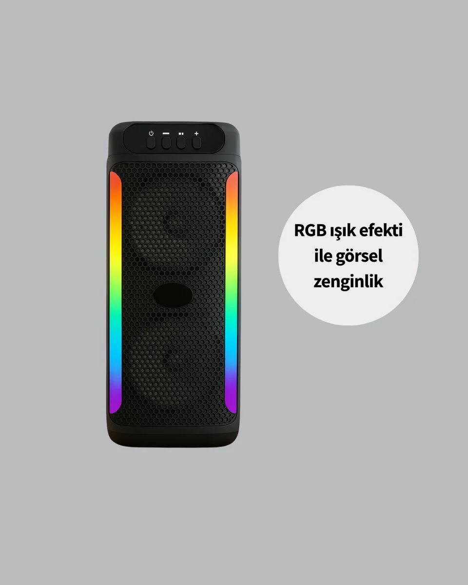 Taşınabilir Bluetooth Hoparlör 4 Inç RGB Işıklı Karaoke & FM Radyo Özellikli