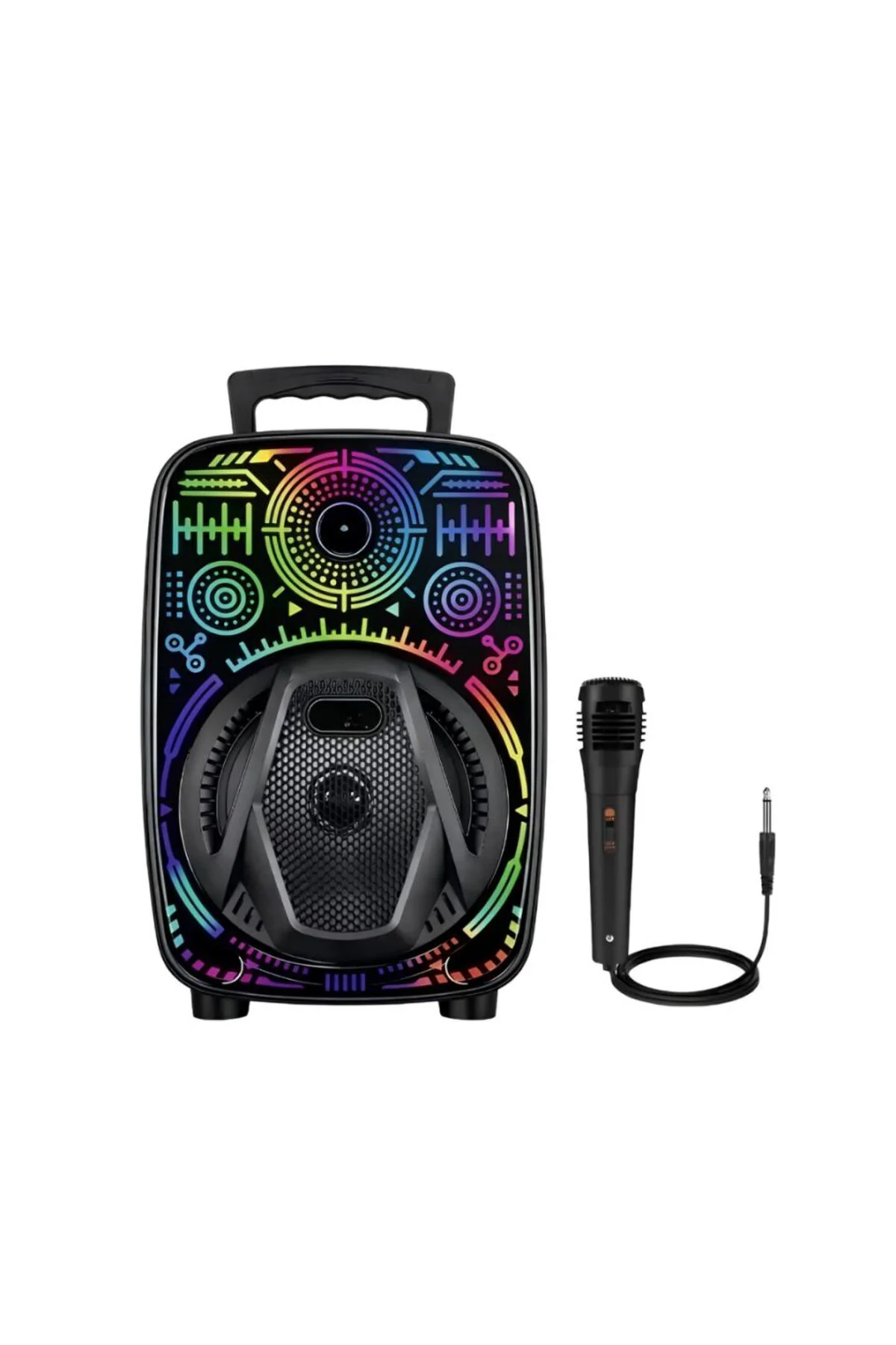 Taşınabilir Bluetooth Speaker Mikrofonlu RGB Işıklı Karaoke Ses Sistemi