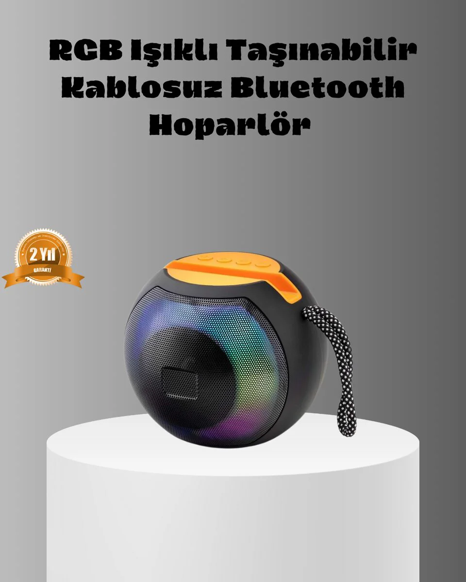 Taşınabilir Bluetooth Hoparlör – RGB Işıklı Güçlü Bas, 8 Saat Pil Ömrü ve Konser Kalitesi