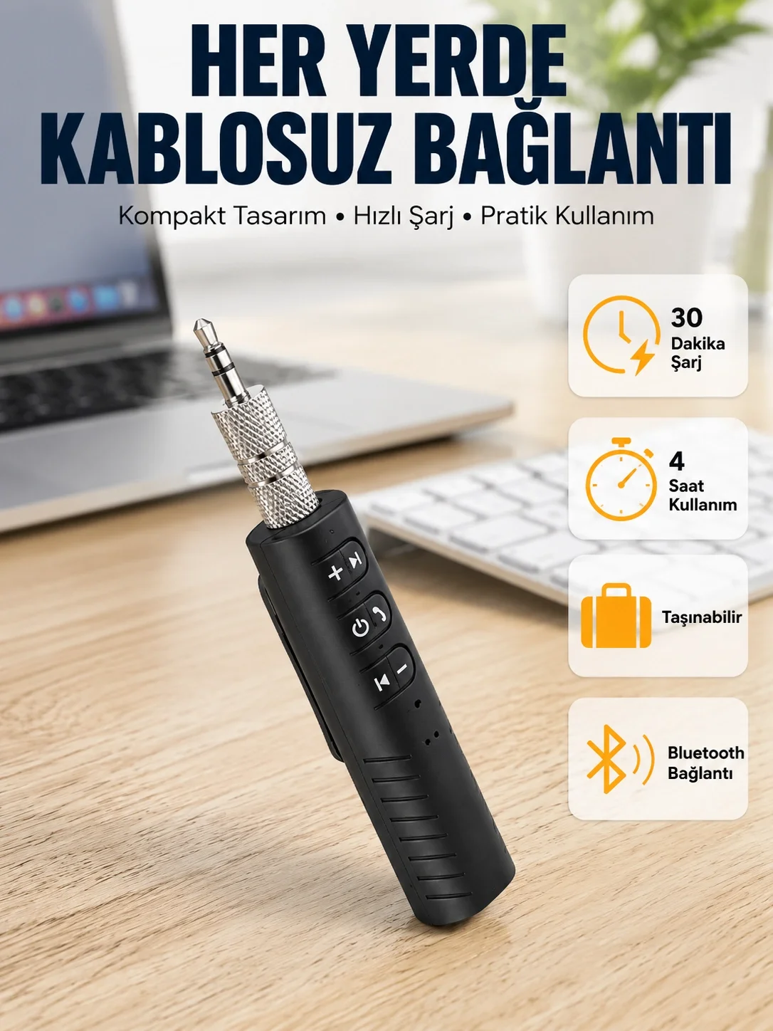 Taşınabilir Bluetooth 4.1 Ses Adaptörü – 10 Metre Çekim Mesafesi Fiyatı, Yorumları ve Özellikleri