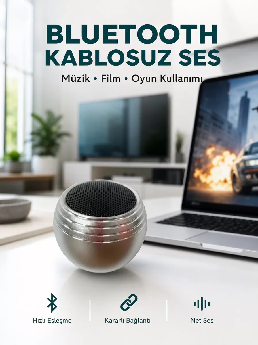 Taşınabilir Bluetooth Hoparlör Yüksek Ses Kaliteli Mini Tasarım Yeni Nesil